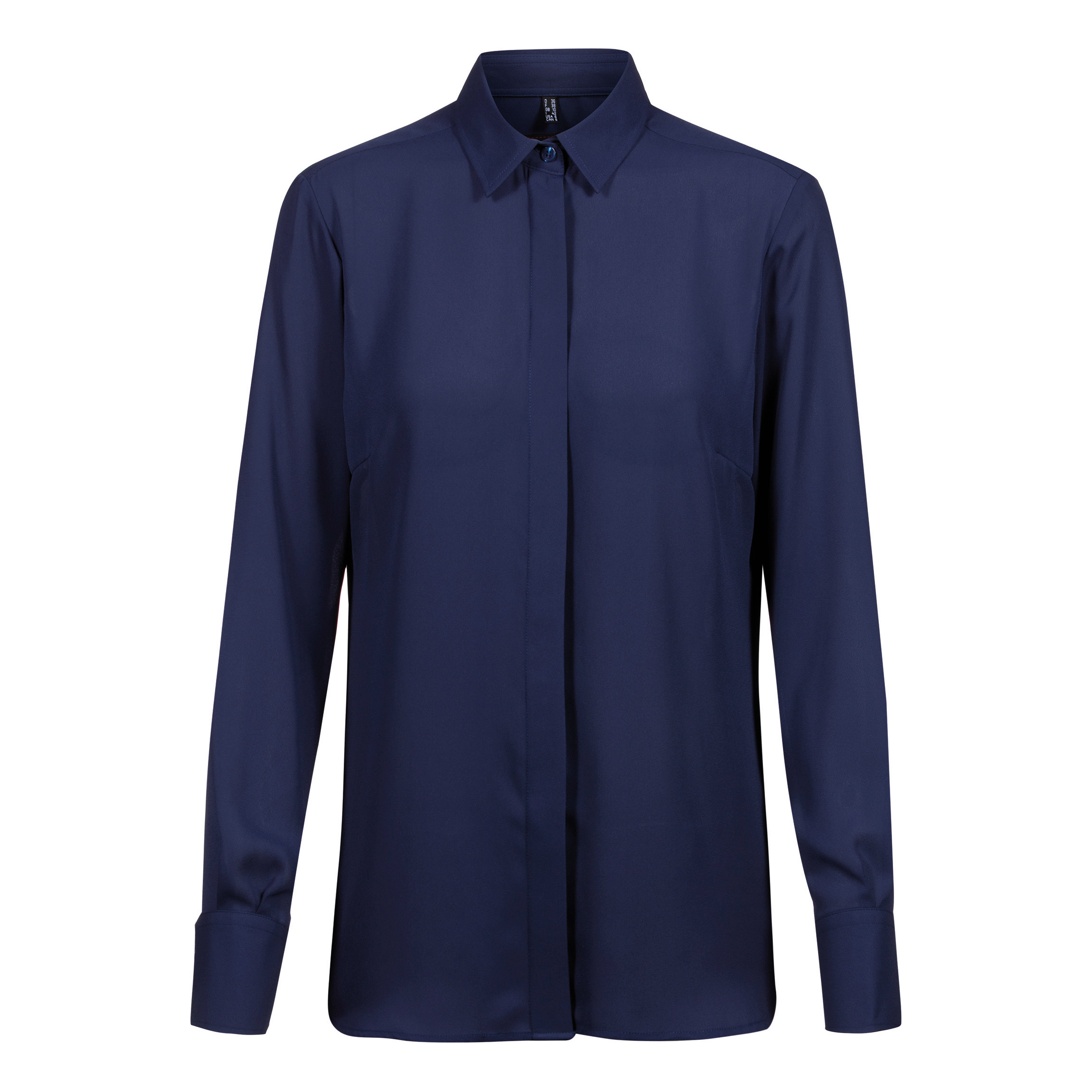 Chiffon-Bluse, Langarm, marine