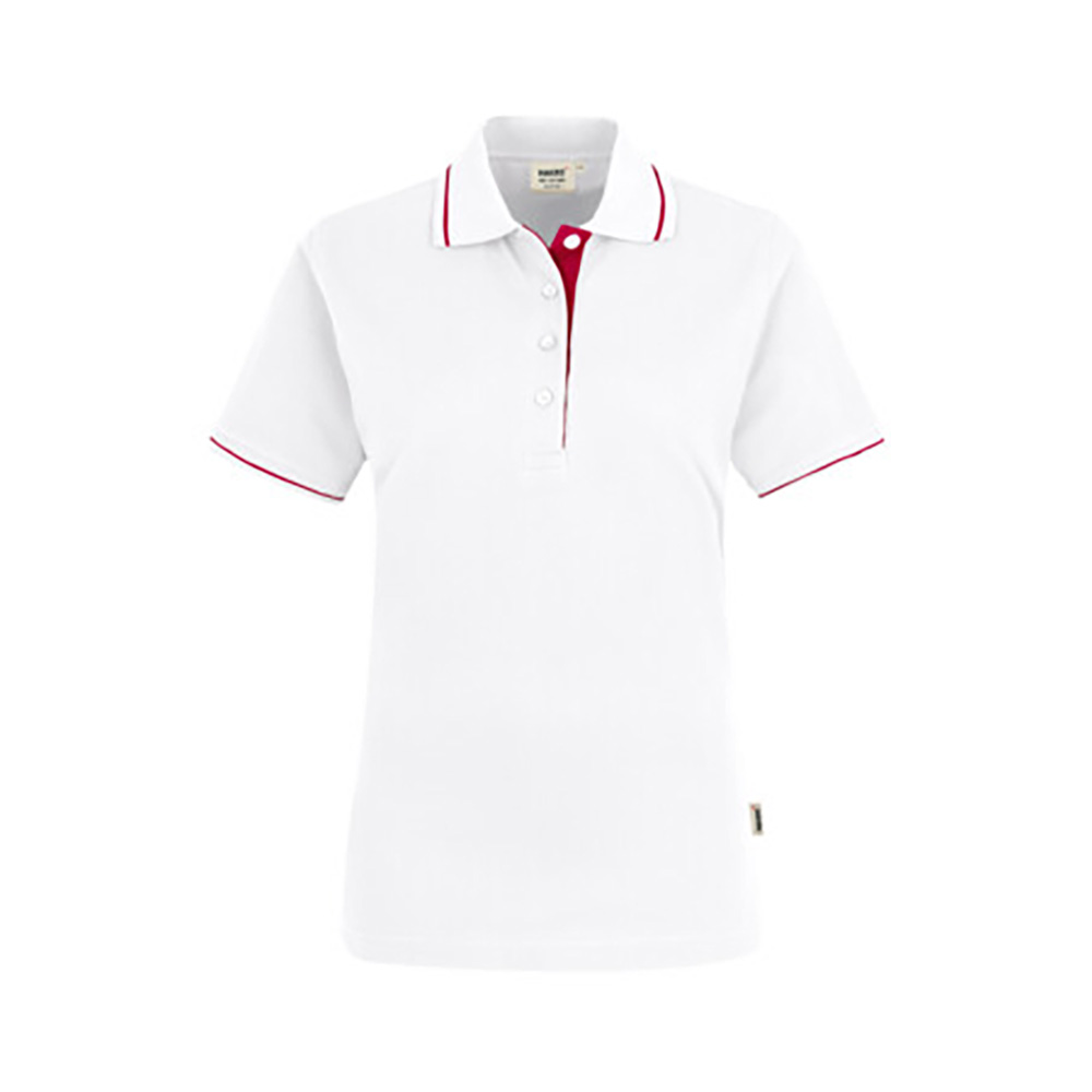 Woman-Polo Casual, weiß/rot