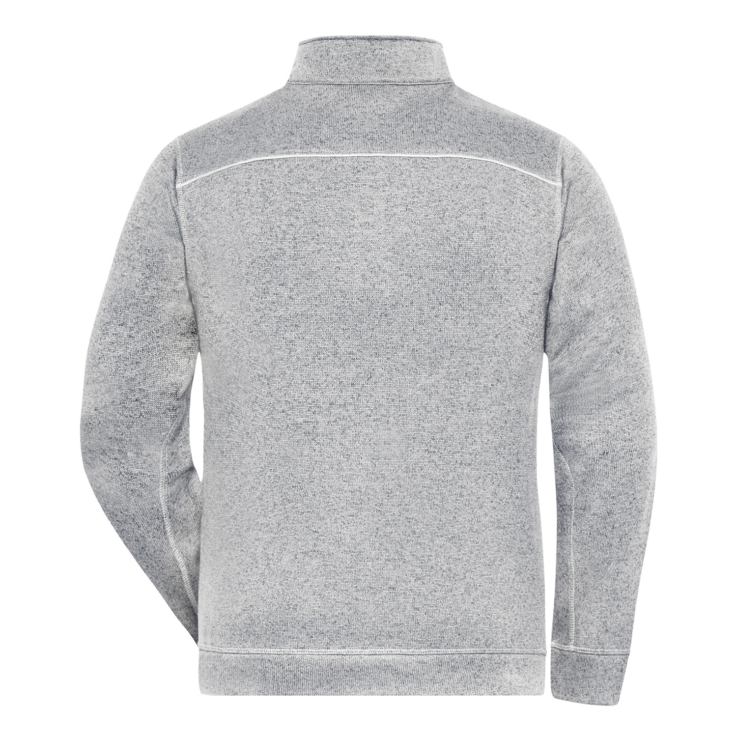 Herren-Strickfleecejacke Solid, weiß meliert/anthrazit