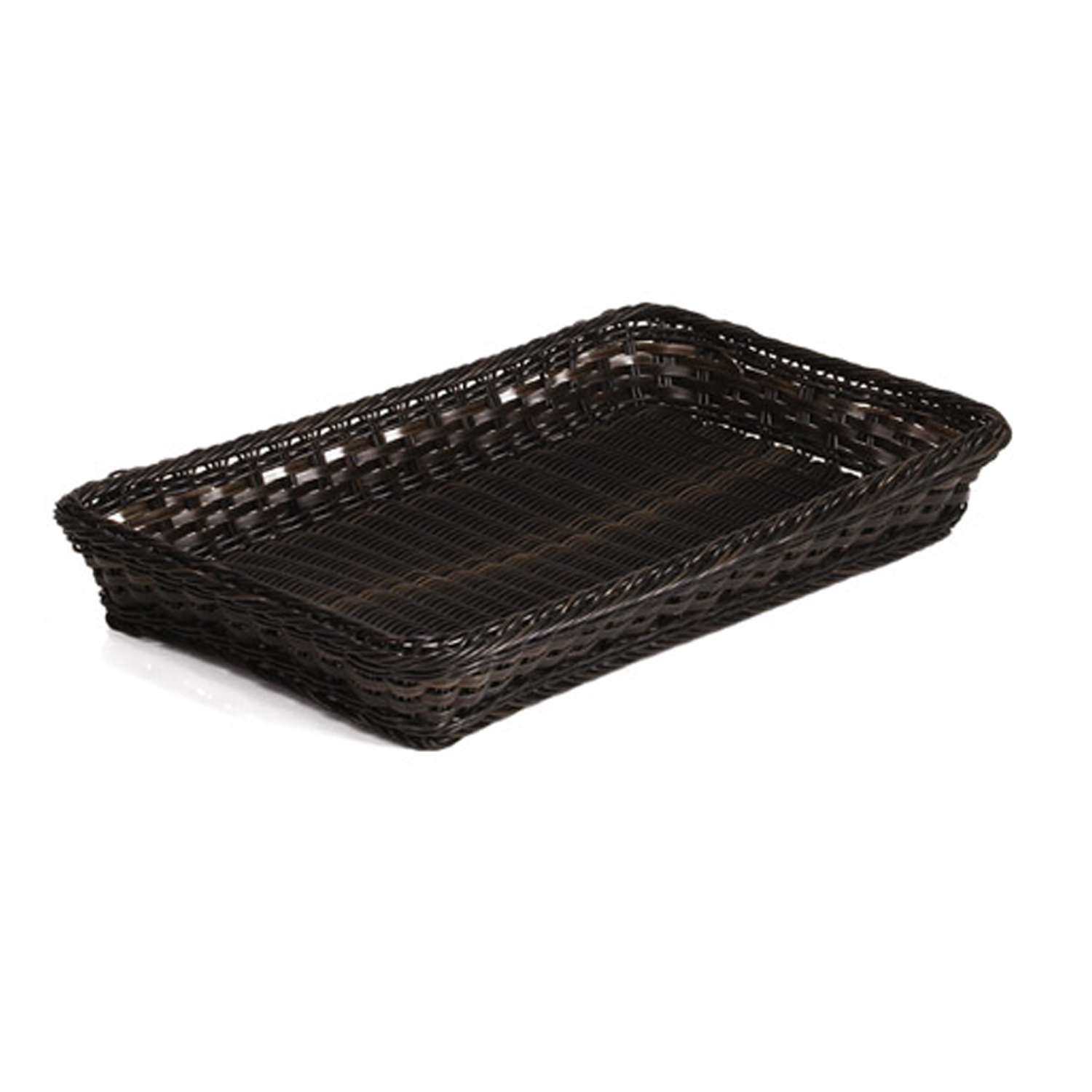 GN 1/1 Korb 53 x 32,5 cm, H: 6,5 cm Polypropylen, schwarz / braun mit Edelstahldraht im Rand