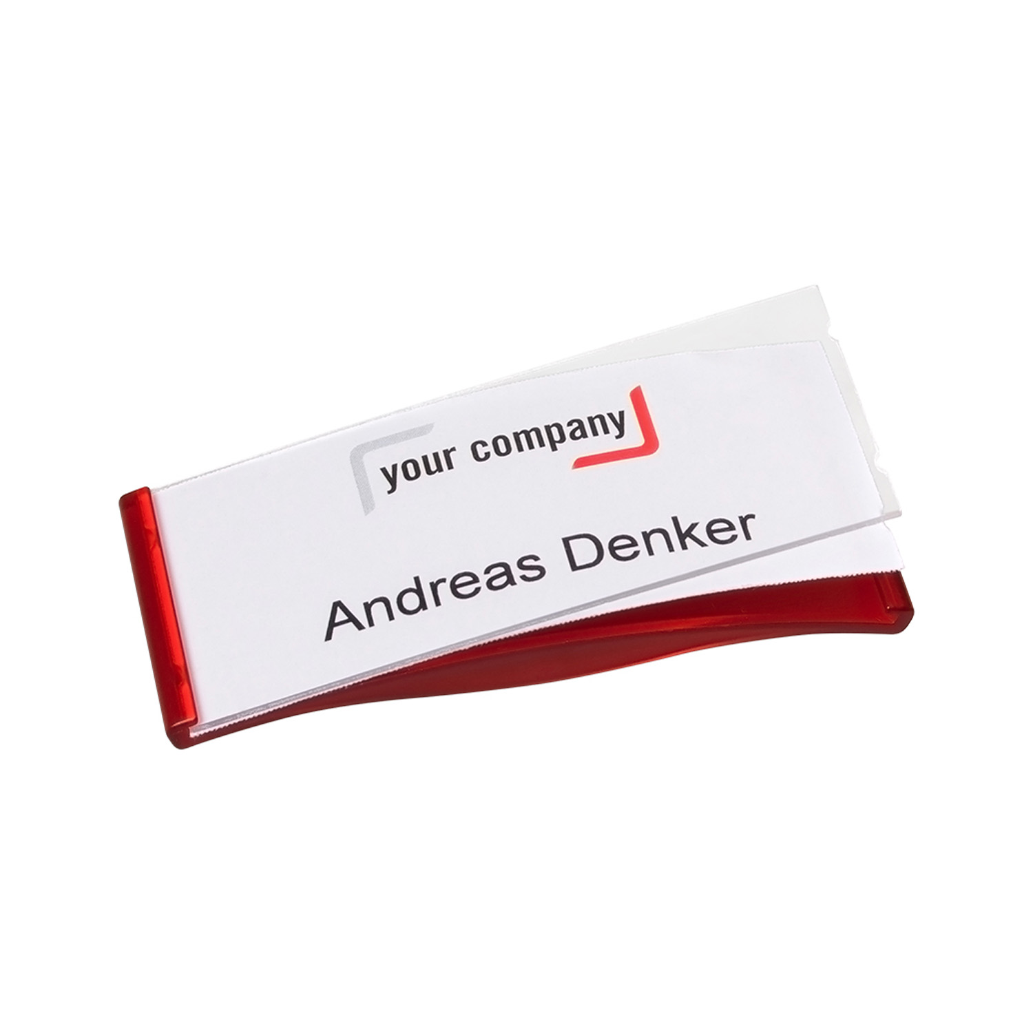 Magnet-Namensschild 78 x 32 mm, rot-transparent