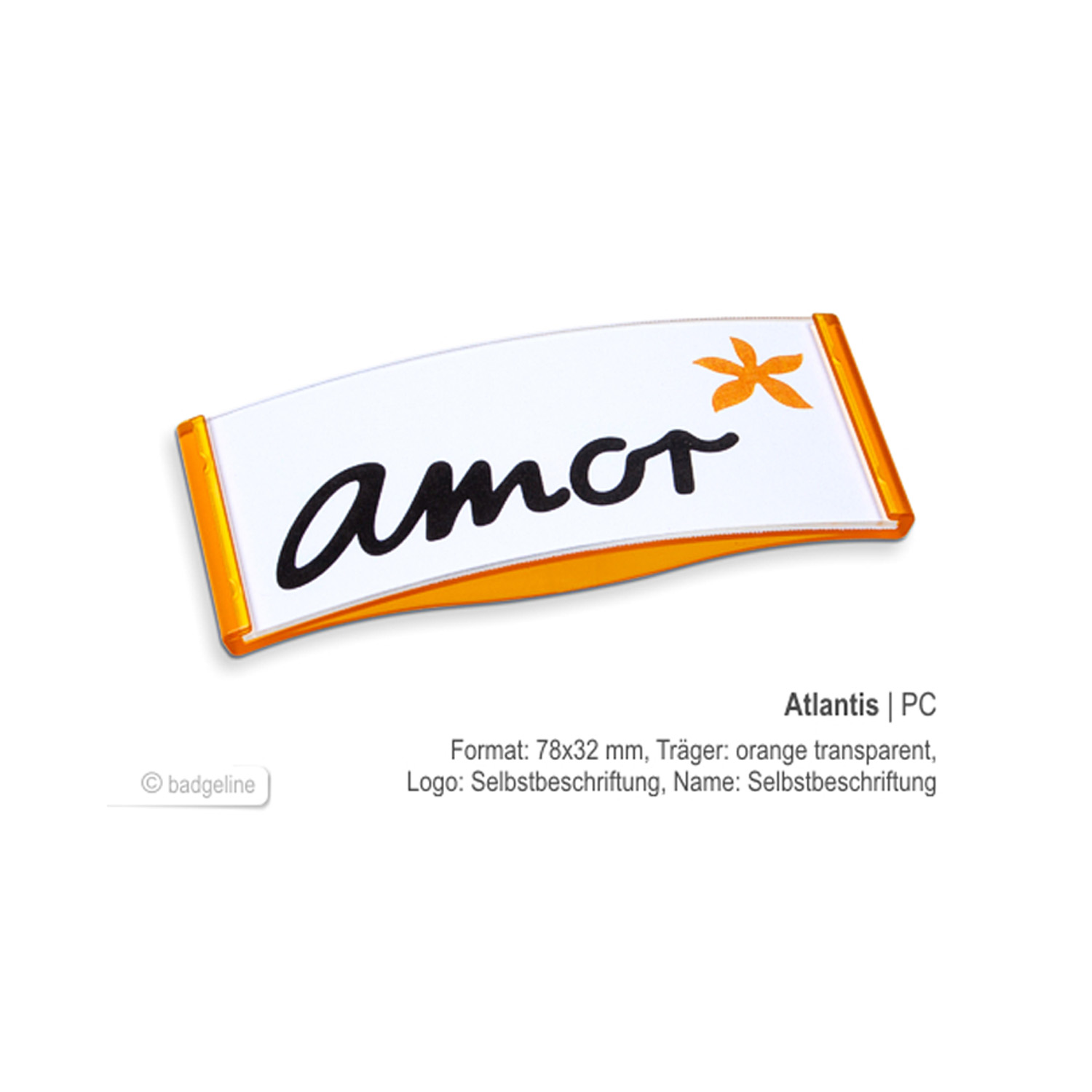 Magnet-Namensschild 78 x 32 mm, orange-transparent