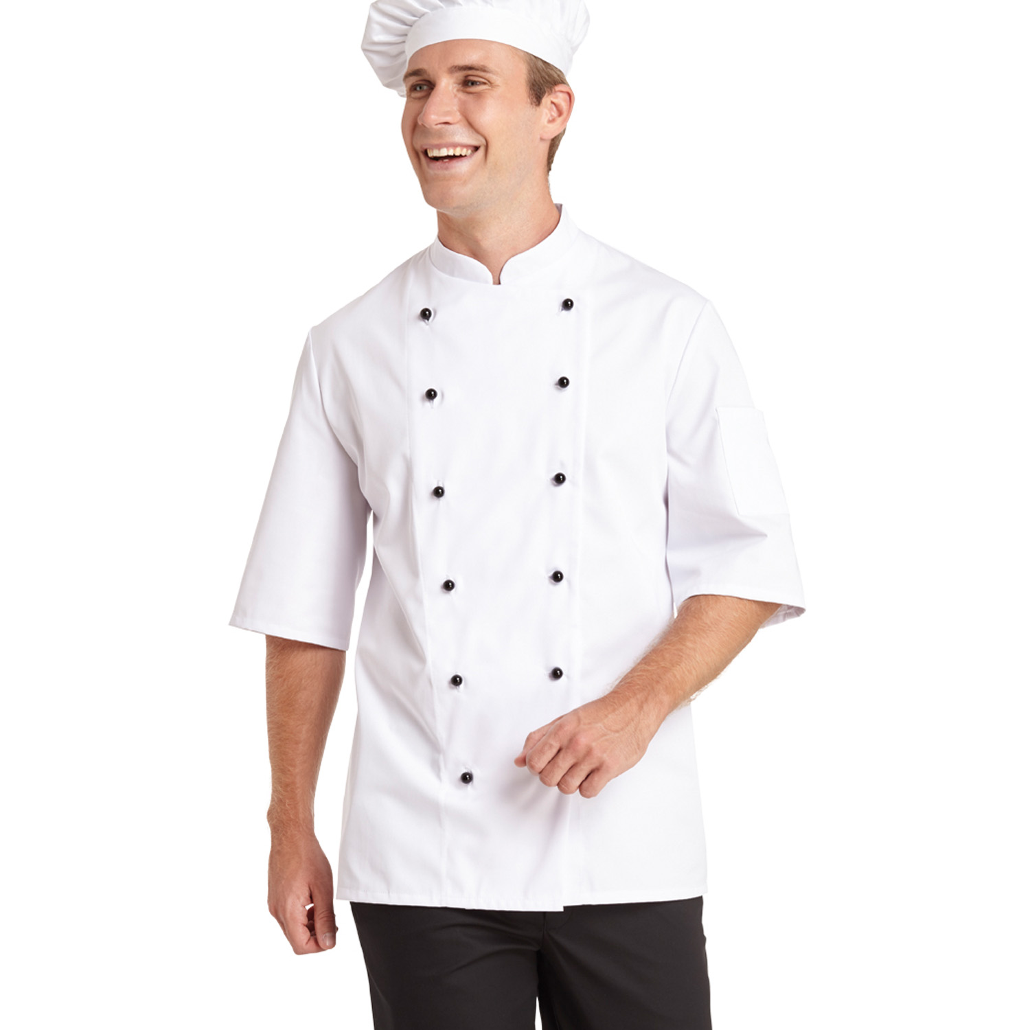 Unisex-Bäckerjacke, Kurzarm, weiß