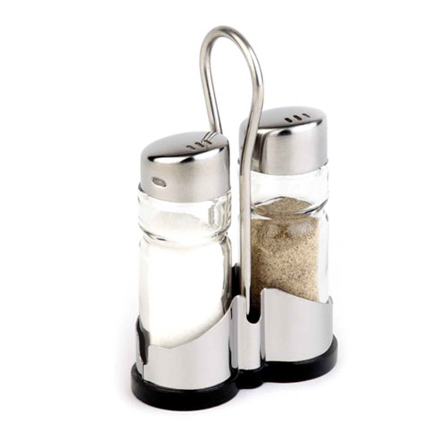 Pfeffer- und Salz Menage 8 x 4 cm, H: 13 cm Glas, Edelstahl, ABS