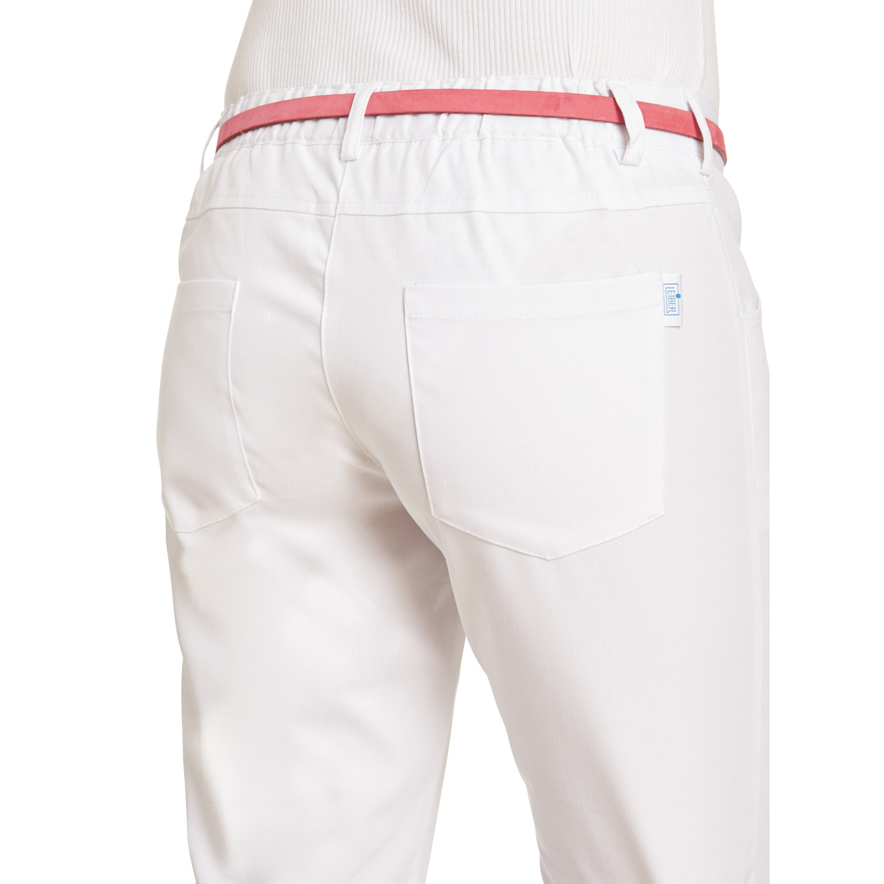 Damenhose Classic Style, elastischer Bund mit Dehnzone, lange Größe, weiß