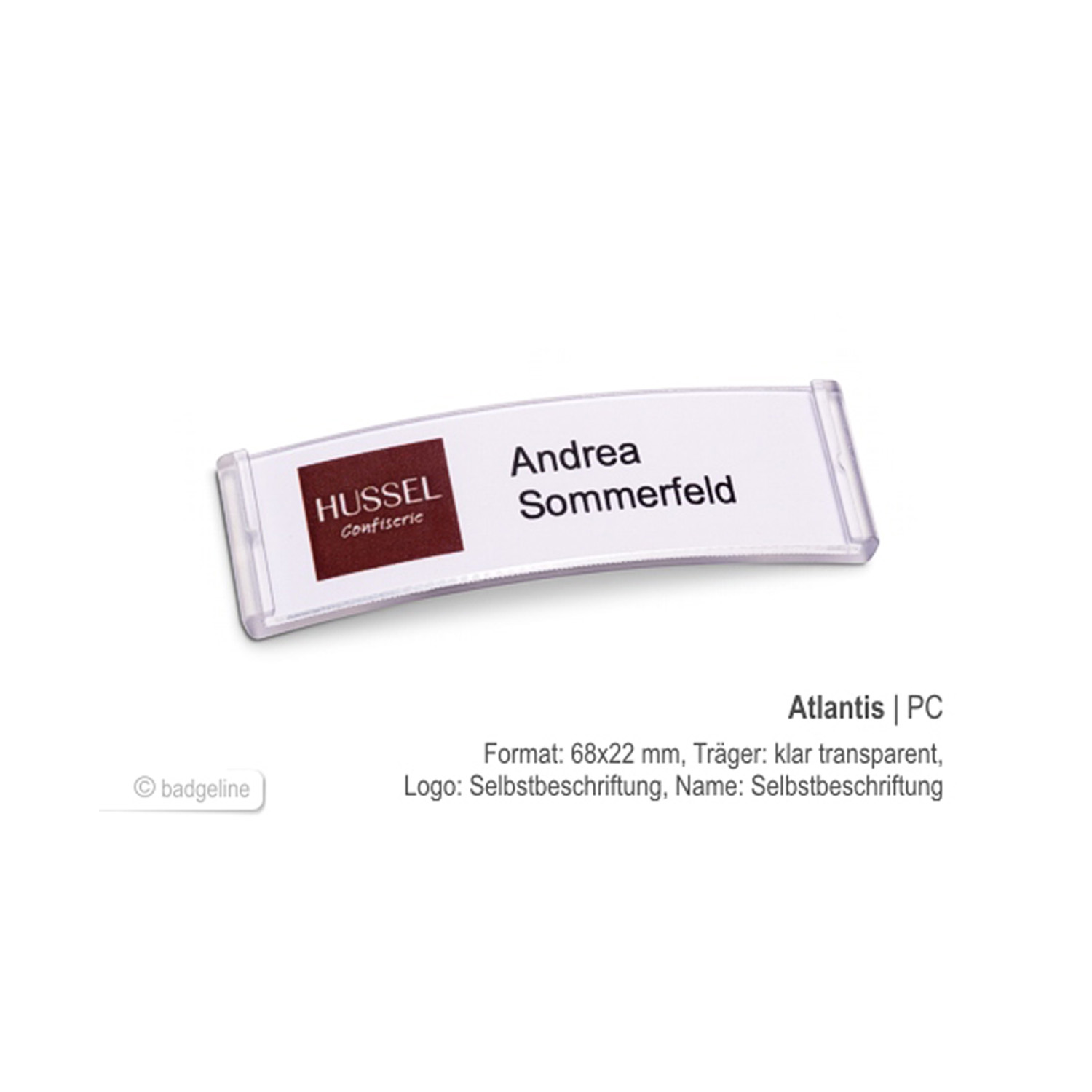 Magnet-Namensschild 68 x 22 mm, schmal, transparent