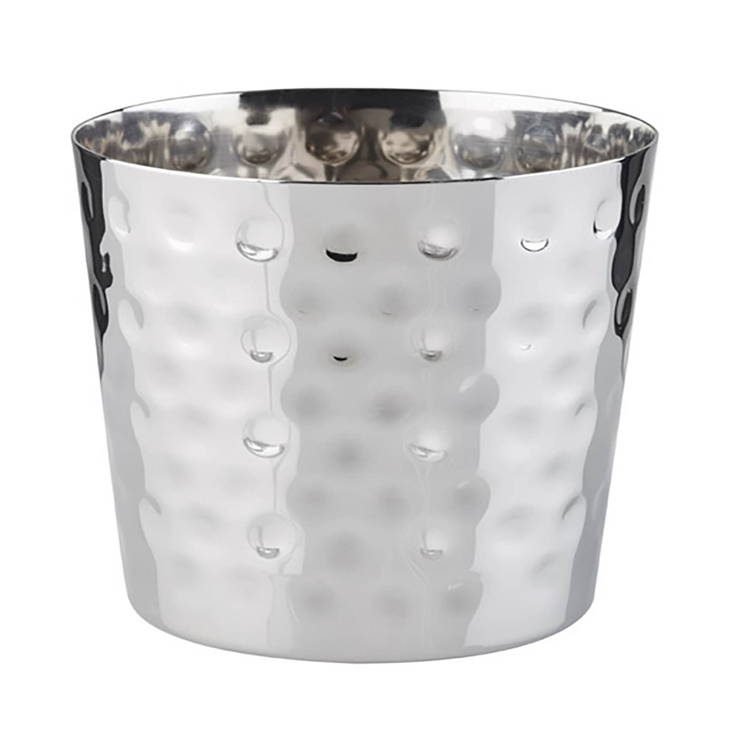 Servier-Eimer /-Becher -SNACKHOLDER-Ø 8,5 cm, H: 8,5 cm Edelstahl, 0,35 l, gehämmerte Oberfäche