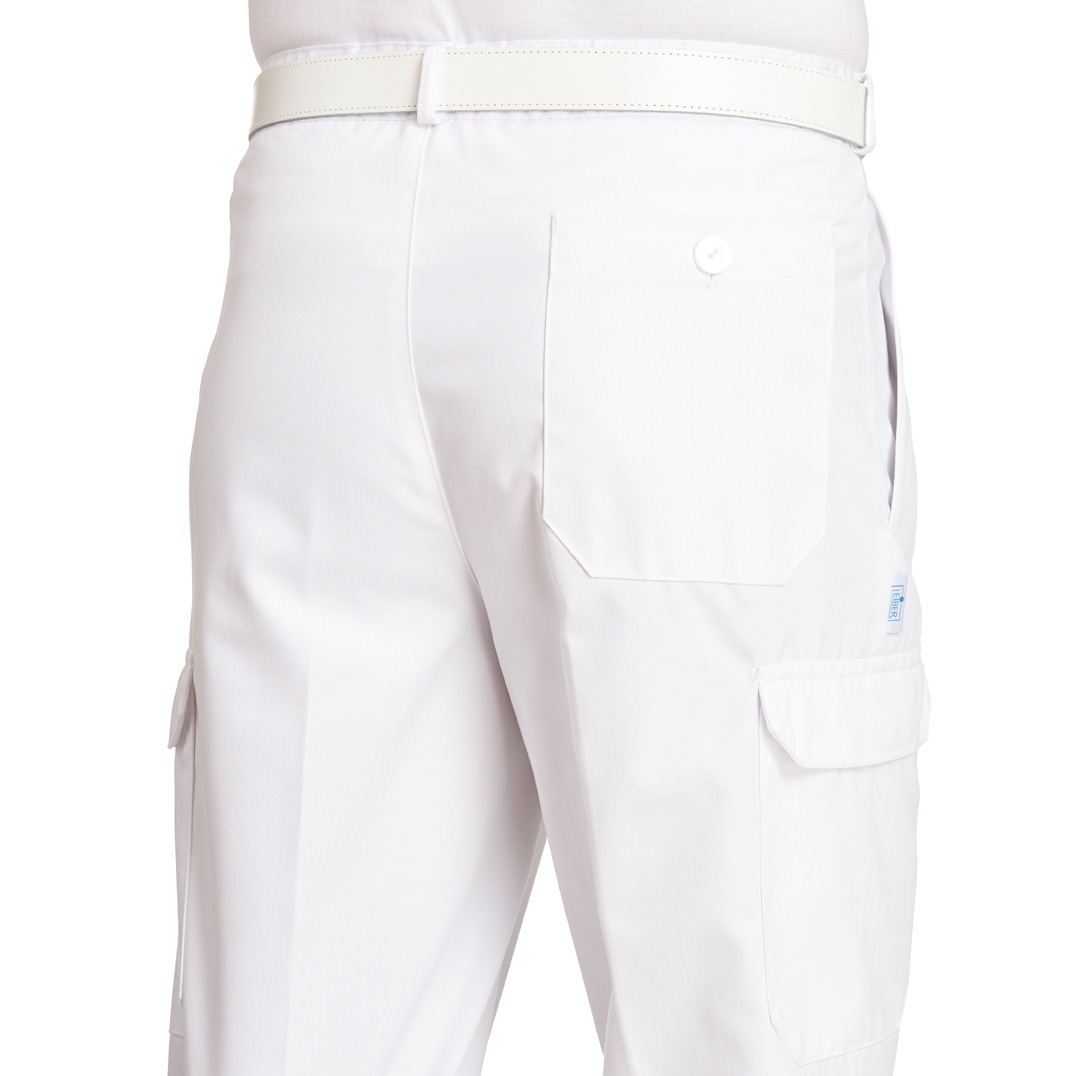 Herren-Bäcker-/Kochhose, Comfort-Style, Bund mit Gummizug hinten, weiß