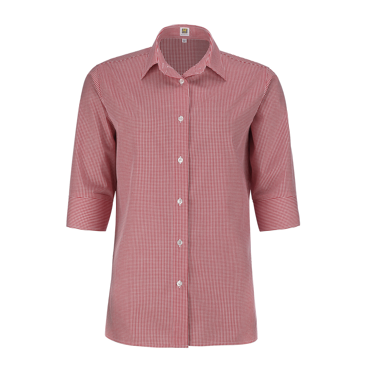 Damenbluse Antonia, 3/4 Arm, rot-kar., untaill.