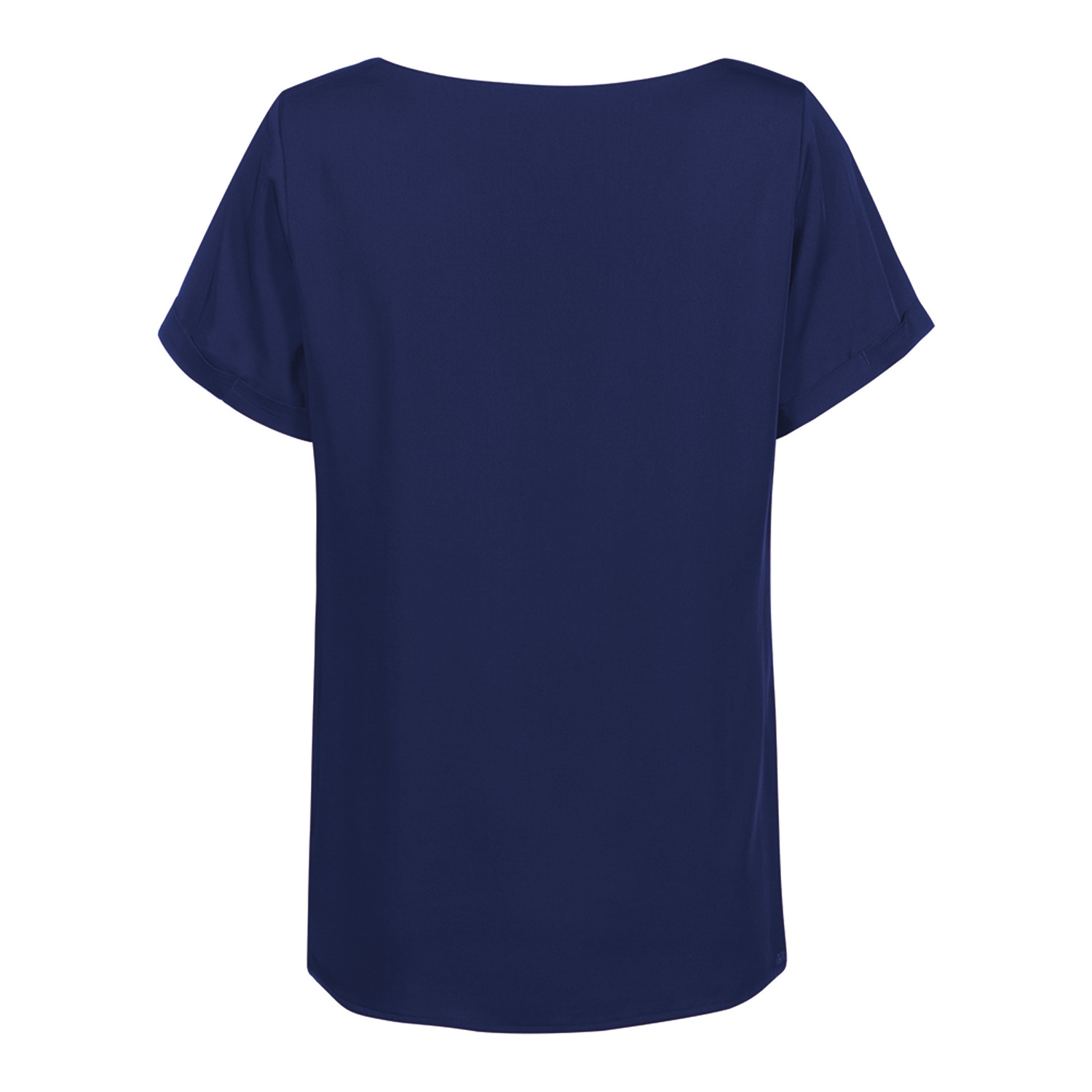 Chiffon-Bluse RF, Kurzarm, Rundhalsausschnitt, marine