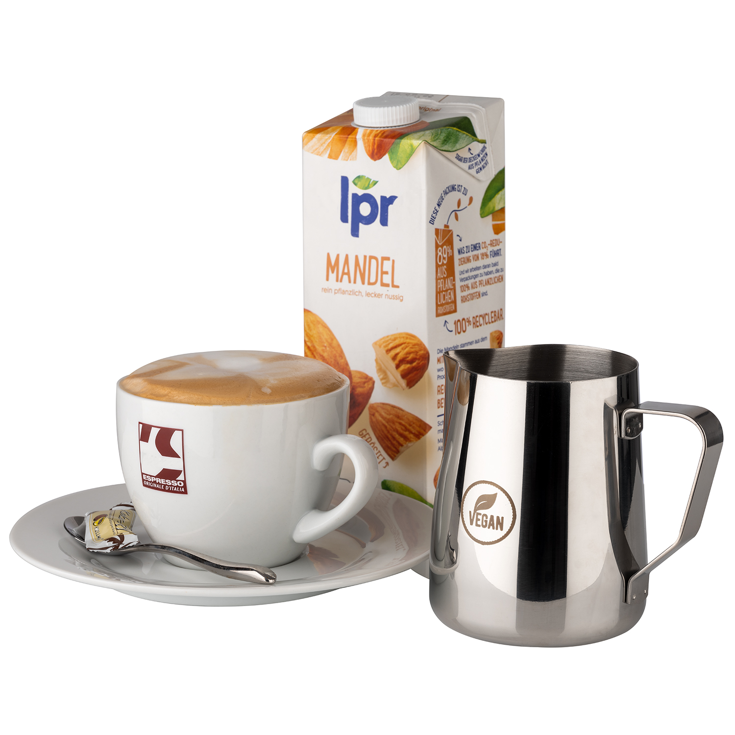 Milch- / Universalkanne  Ø 10,5 cm, H: 13 cm, 0,8 Liter, mit Gravur "VEGAN"