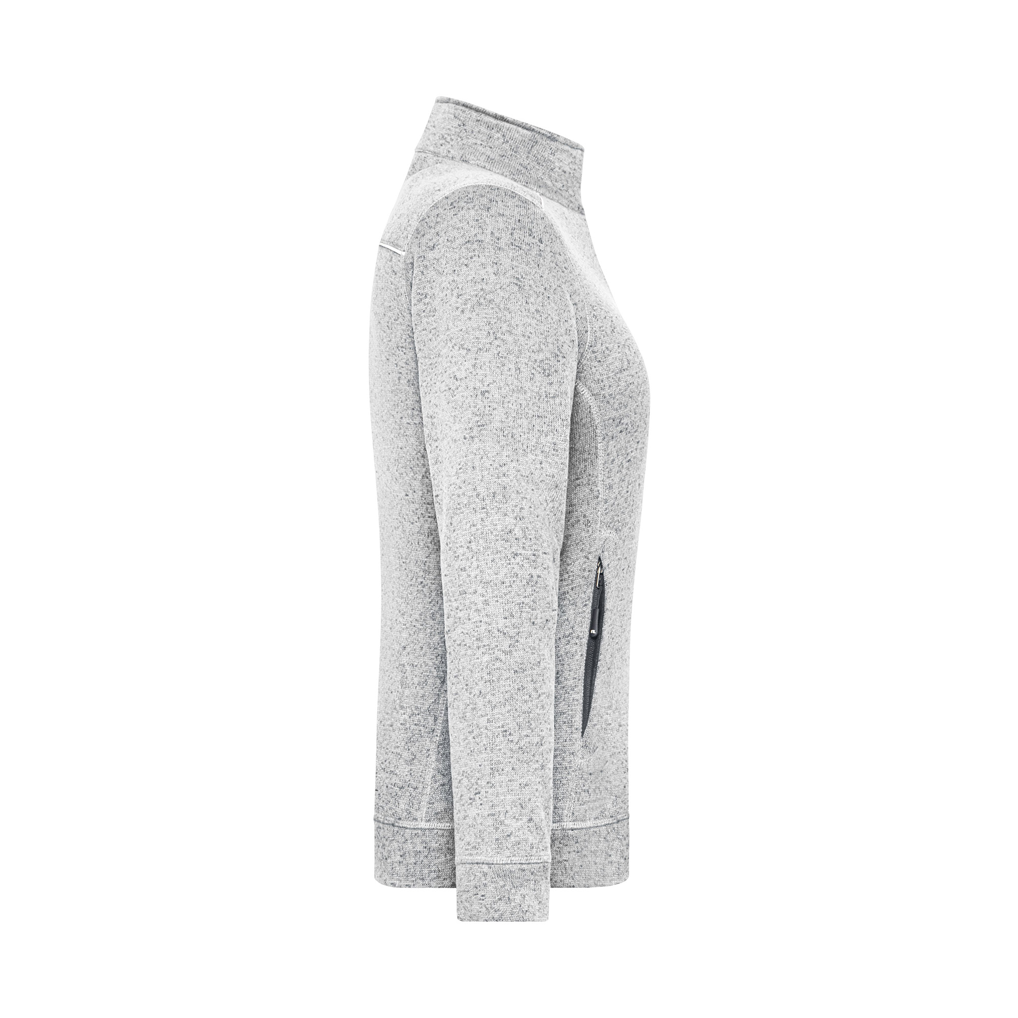 Damen-Strickfleecejacke Solid, weiß meliert/anthrazit