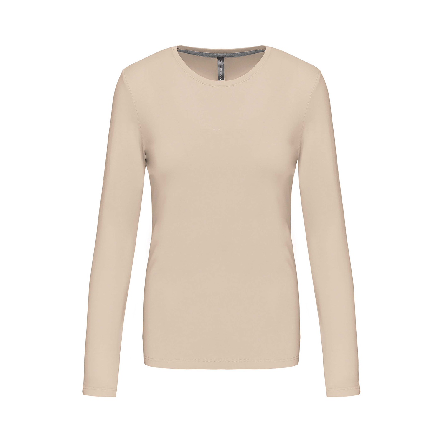 Damen-Longsleeve Kariban, Hellbeige