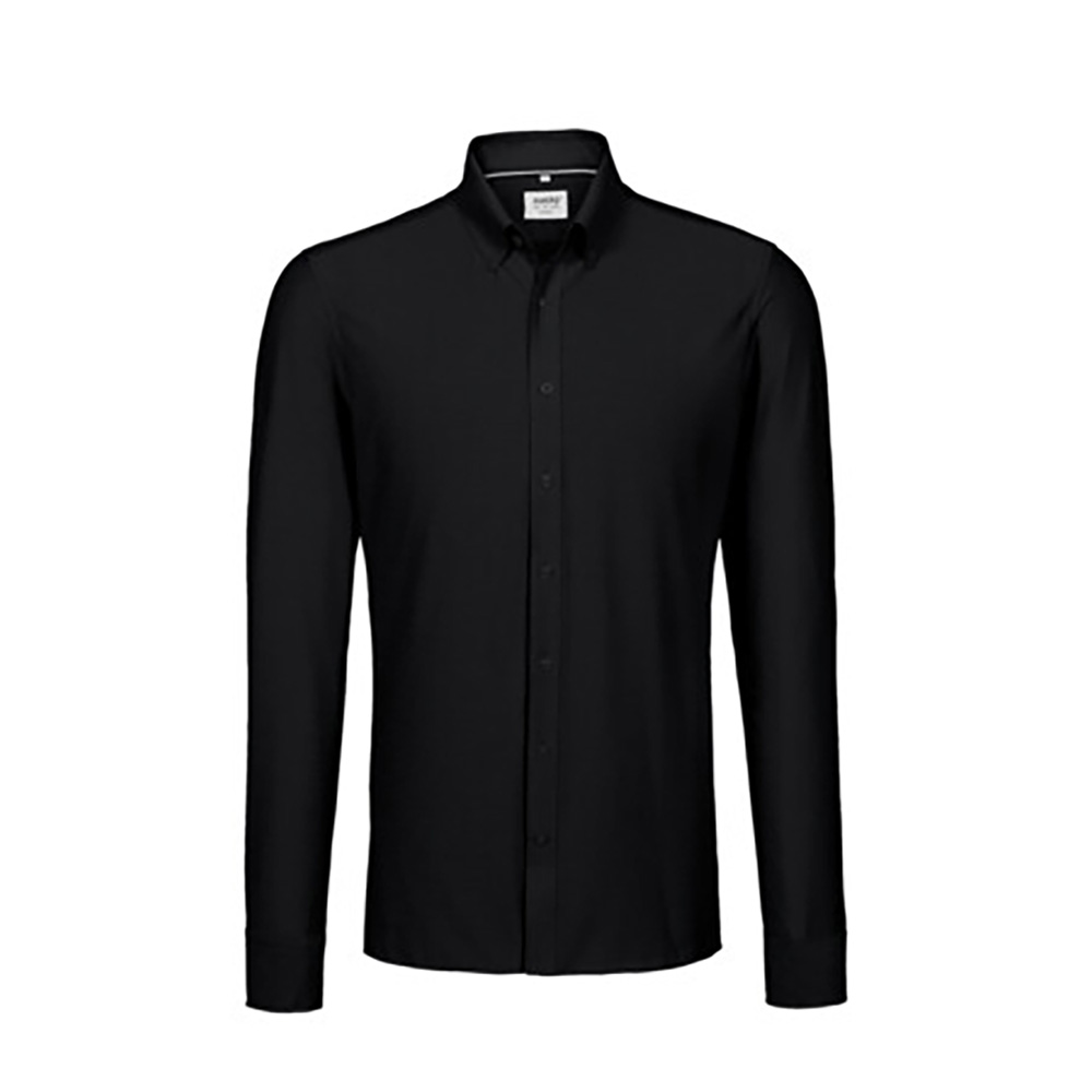 Herrenhemd Natural Stretch, Langarm, schwarz