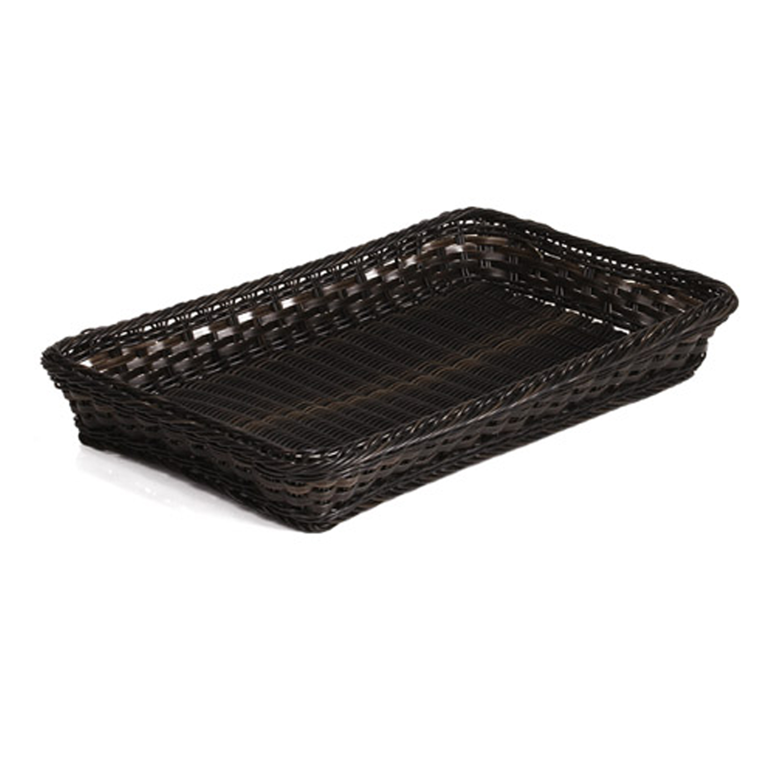 GN 2/3 Korb 32,5 x 35,4 cm, H: 6,5 cm Polypropylen, schwarz / braun mit Edelstahldraht im Rand