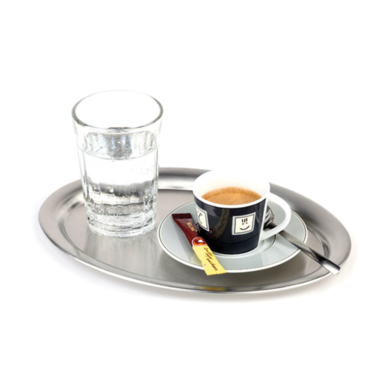 Serviertablett -KAFFEEHAUS- 20 x 14,5 cm, H: 0,5 cm 18/8 Edelstahl, mattiert