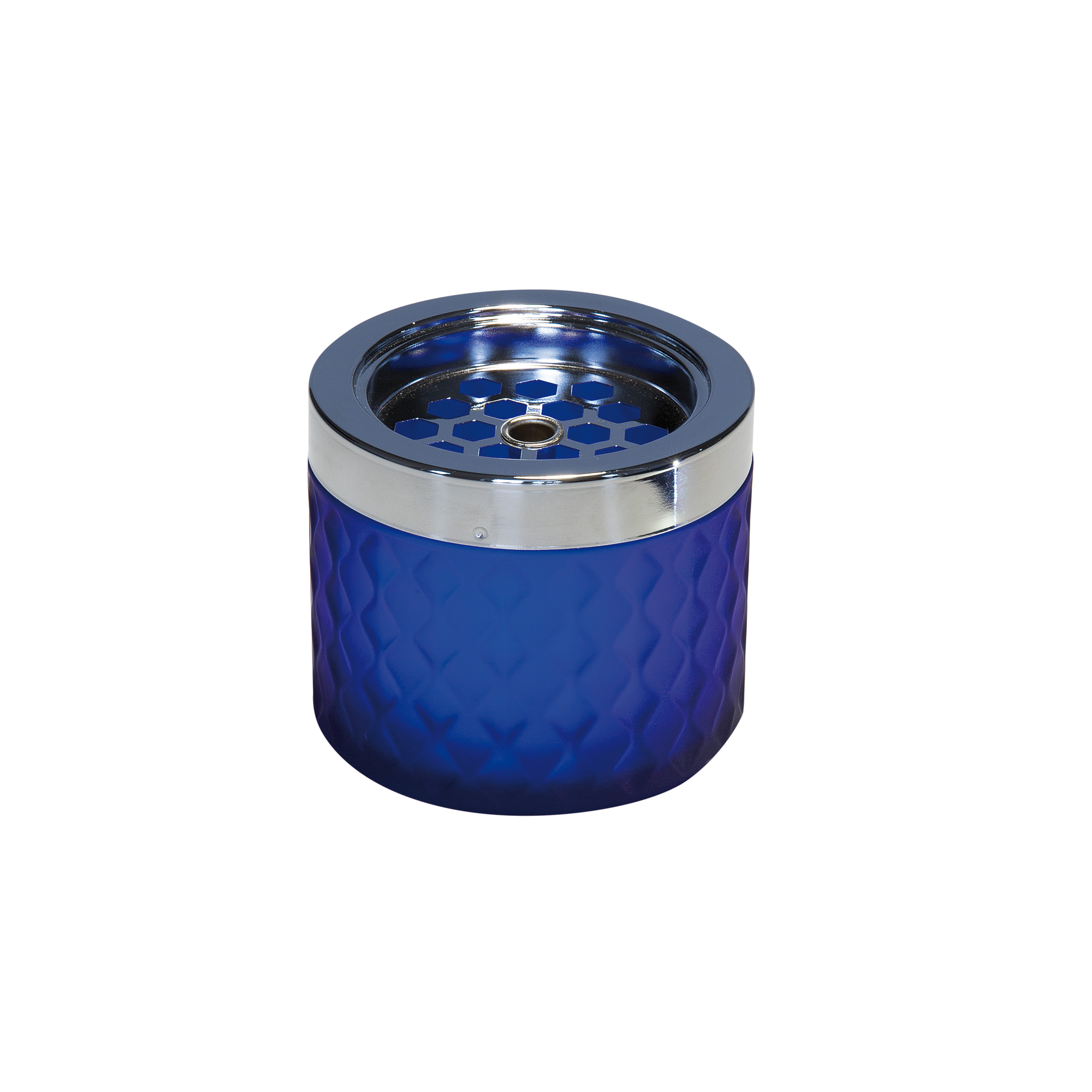*gesperrt* Windaschenbecher Ø 9,5 cm, H: 8 cm Glas, matt-blau, gefrosted
