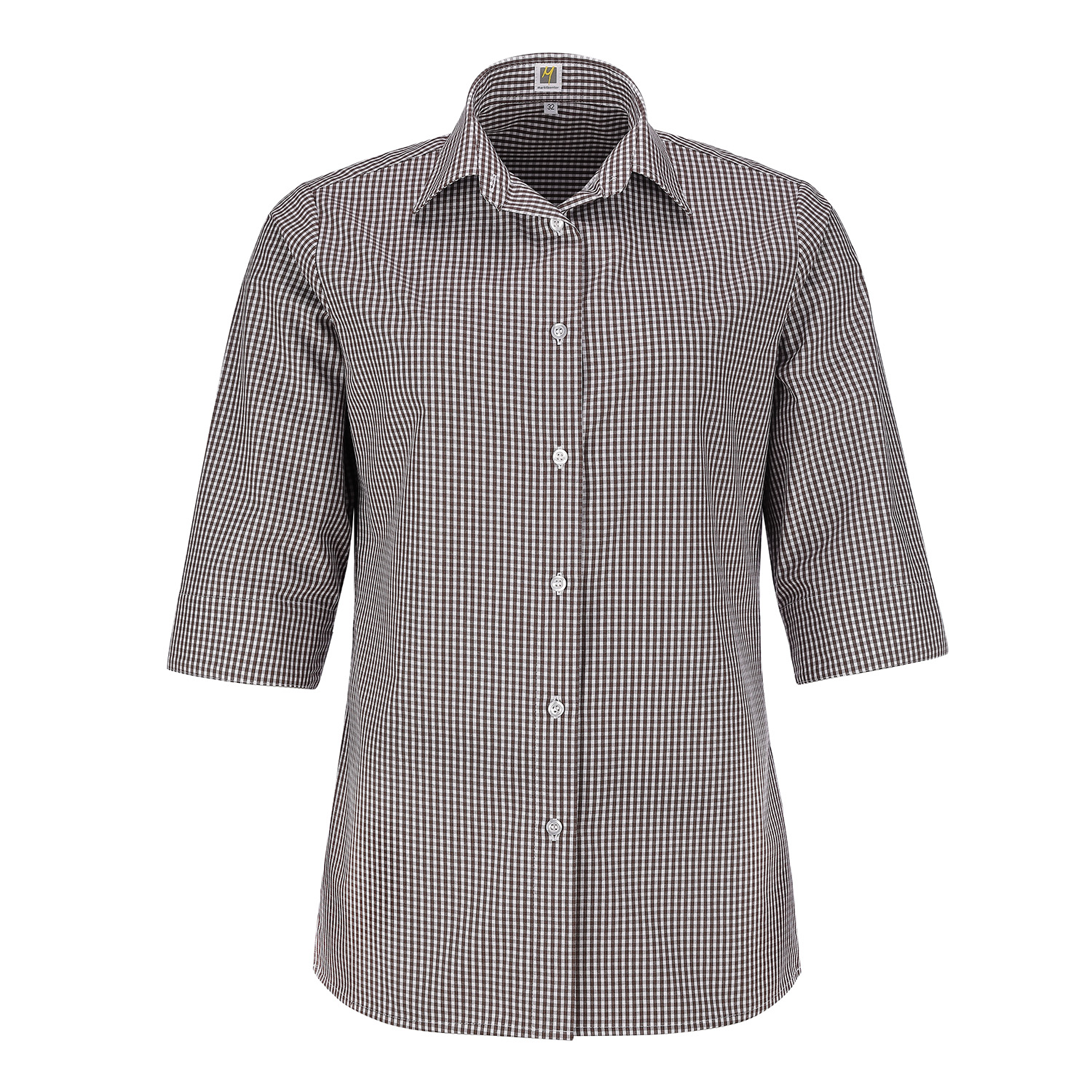 Damenbluse Antonia, 3/4 Arm, braun-kar. untaill.