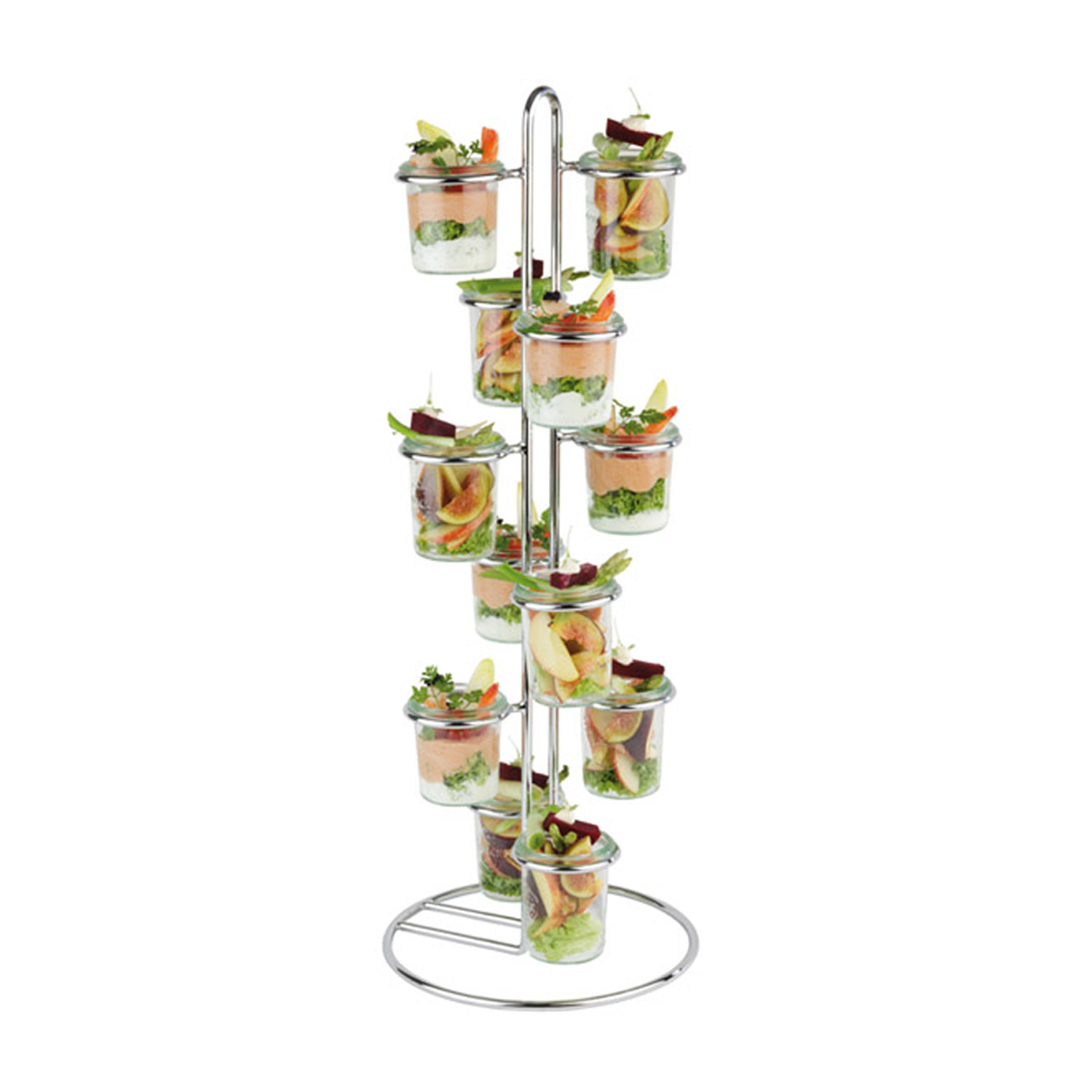 Serviergestell -WECK- Ø 22 cm, H: 59 cm Metall verchromt