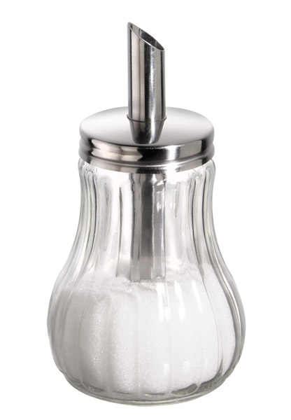 Zuckerdosierer Ø 8 cm, H: 15 cm, 250 ml Behälter aus Glas