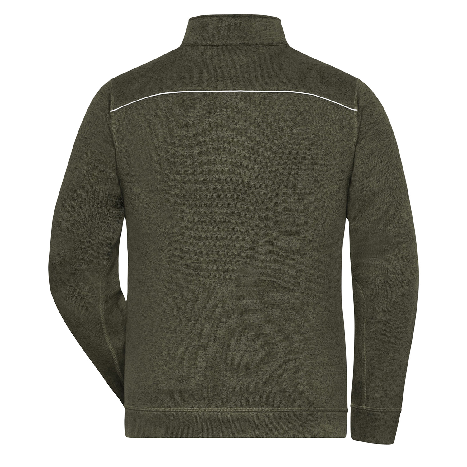 Herren-Strickfleecejacke Solid, olive meliert/schwarz