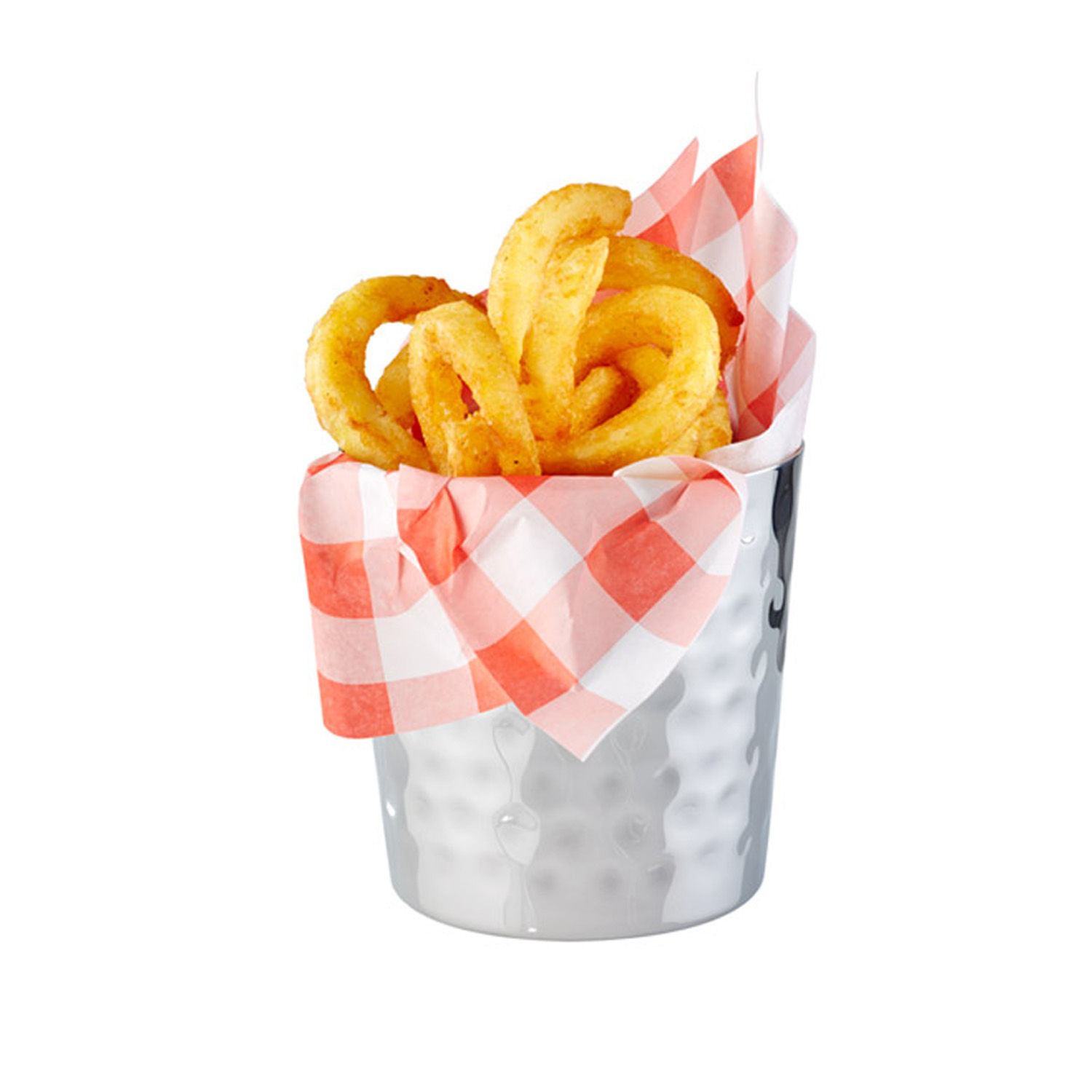 Servier-Eimer /-Becher -SNACKHOLDER-Ø 8,5 cm, H: 8,5 cm Edelstahl, 0,35 l, gehämmerte Oberfäche
