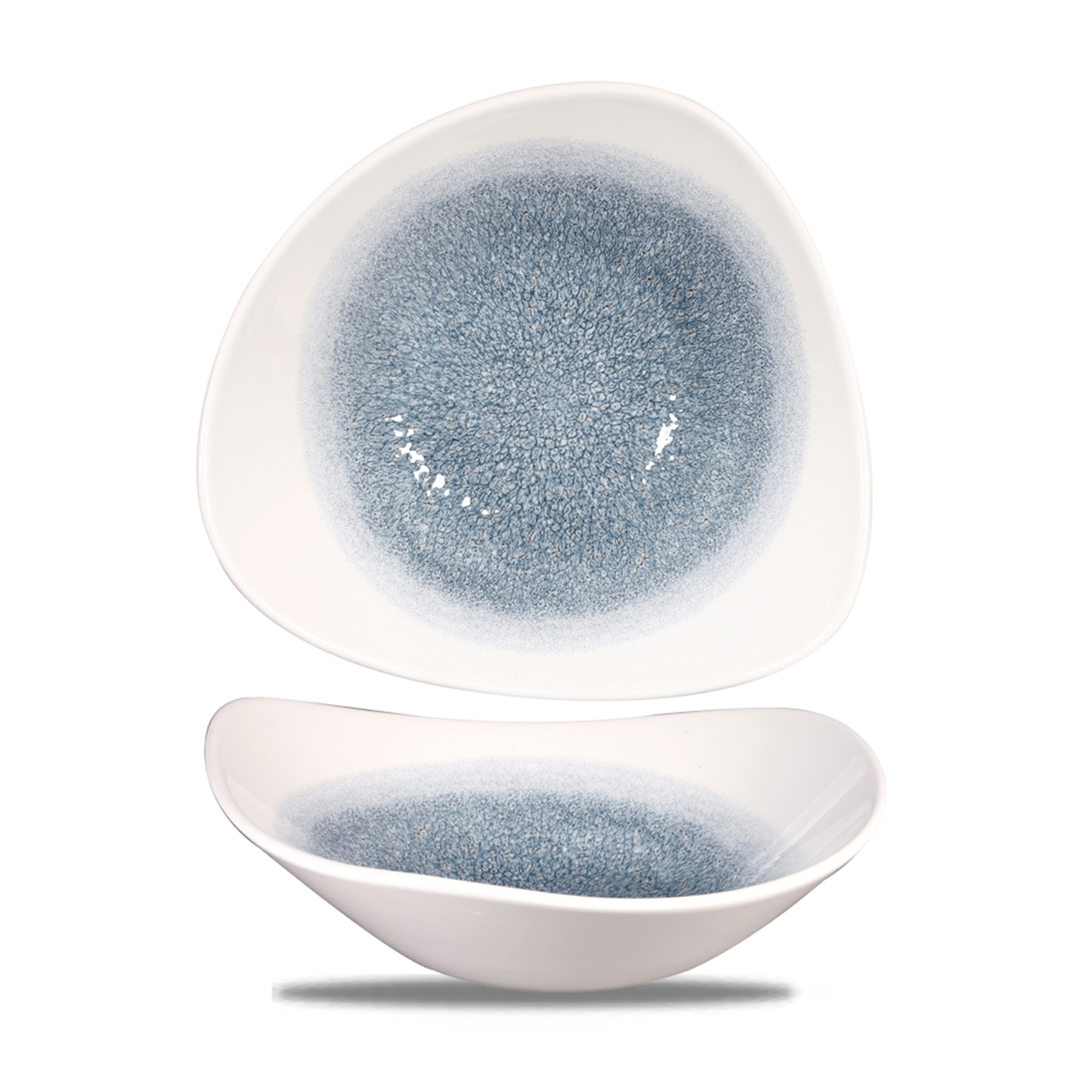 Triangle Bowl 23,5 cm, Studio Prints Raku Topaz Blue