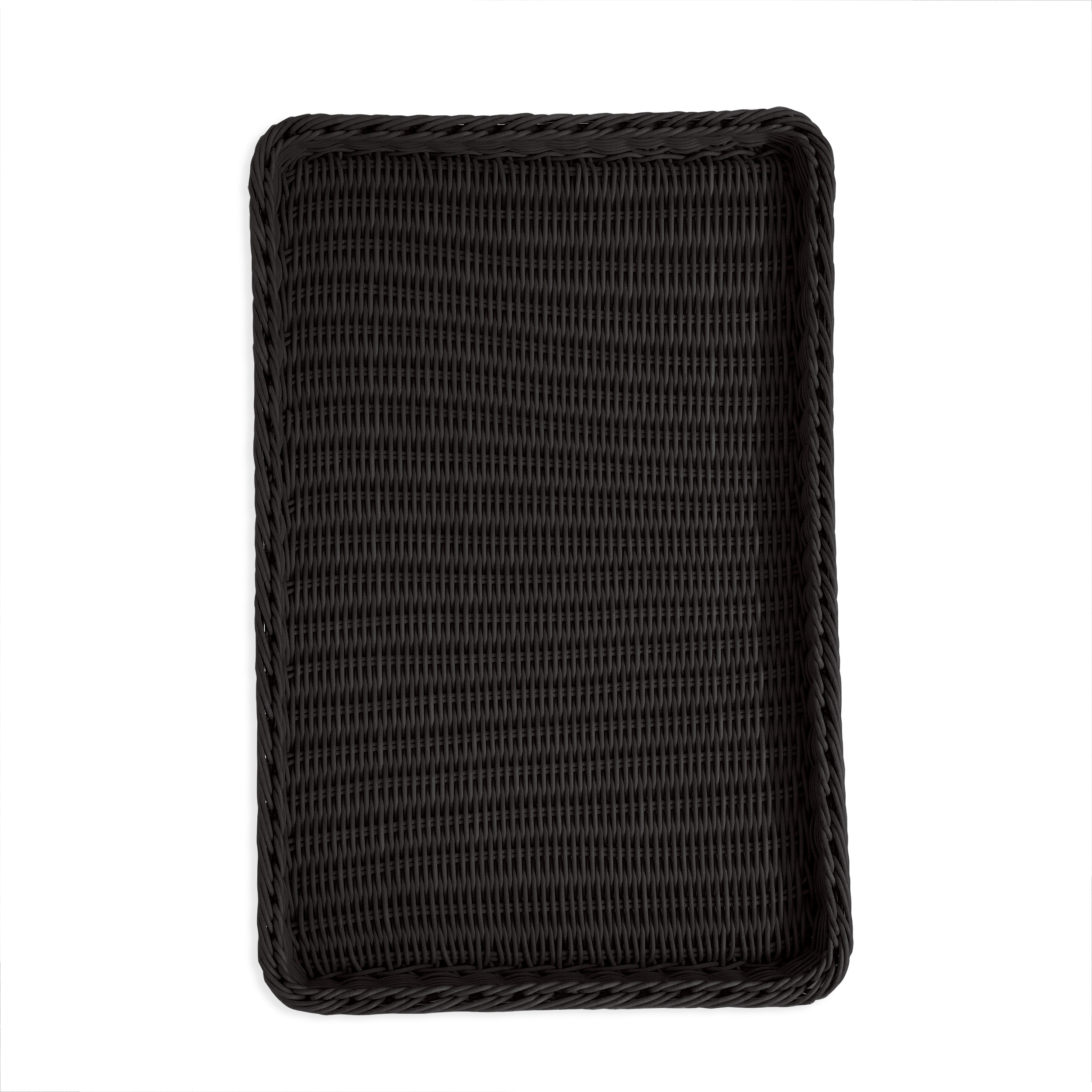 Auslagekorb 60 x 40 x 5 cm, schwarz mit Rahmenverstärkung aus Edelstahl