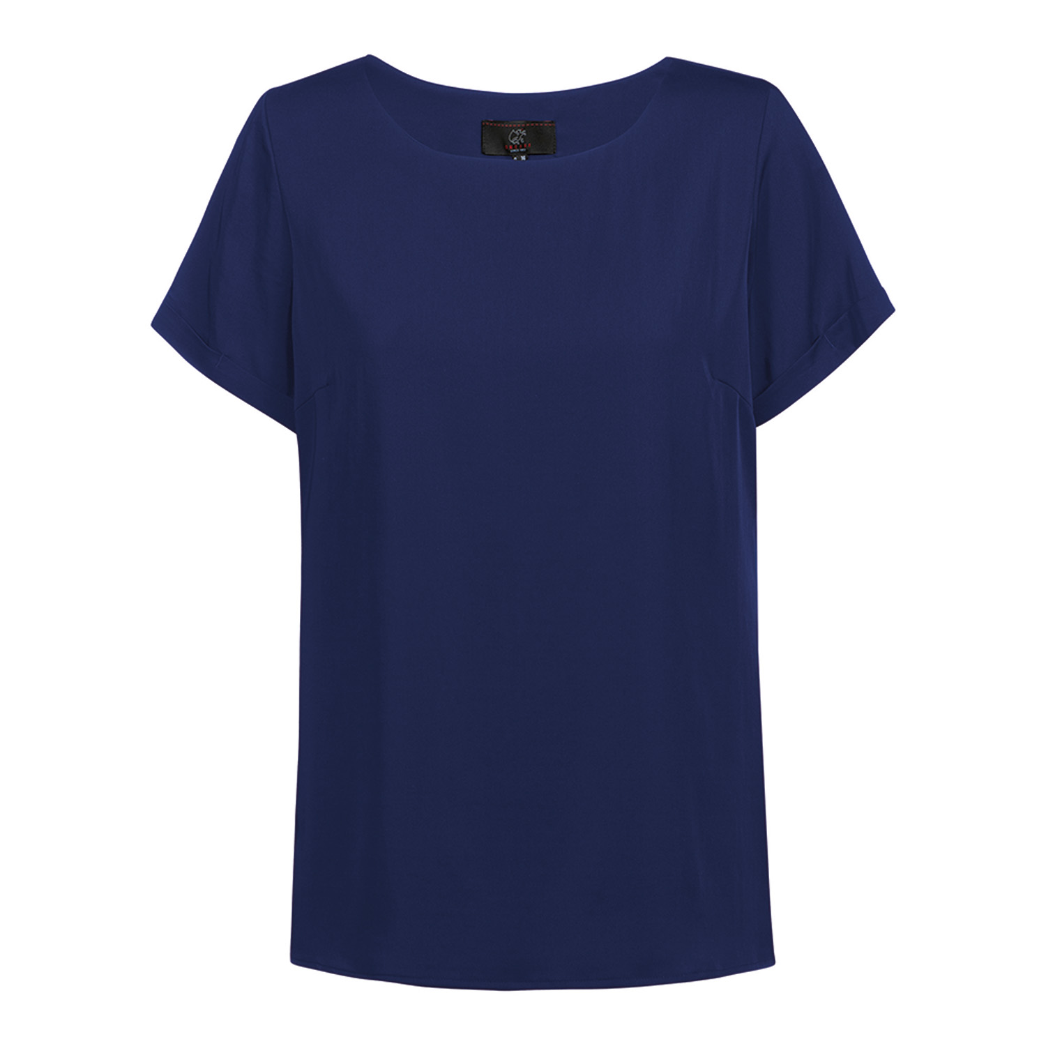 Chiffon-Bluse RF, Kurzarm, Rundhalsausschnitt, marine