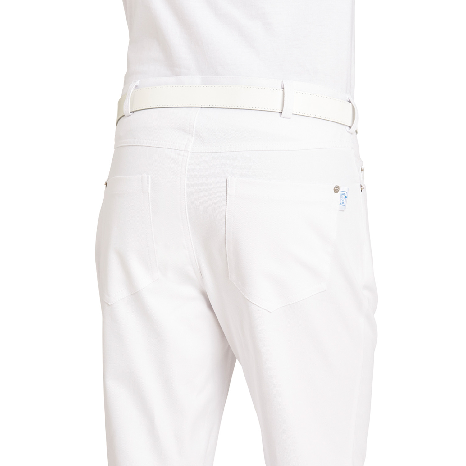 Herren-Jeans-Stretchhose, Five-Pocket-Form, weiß