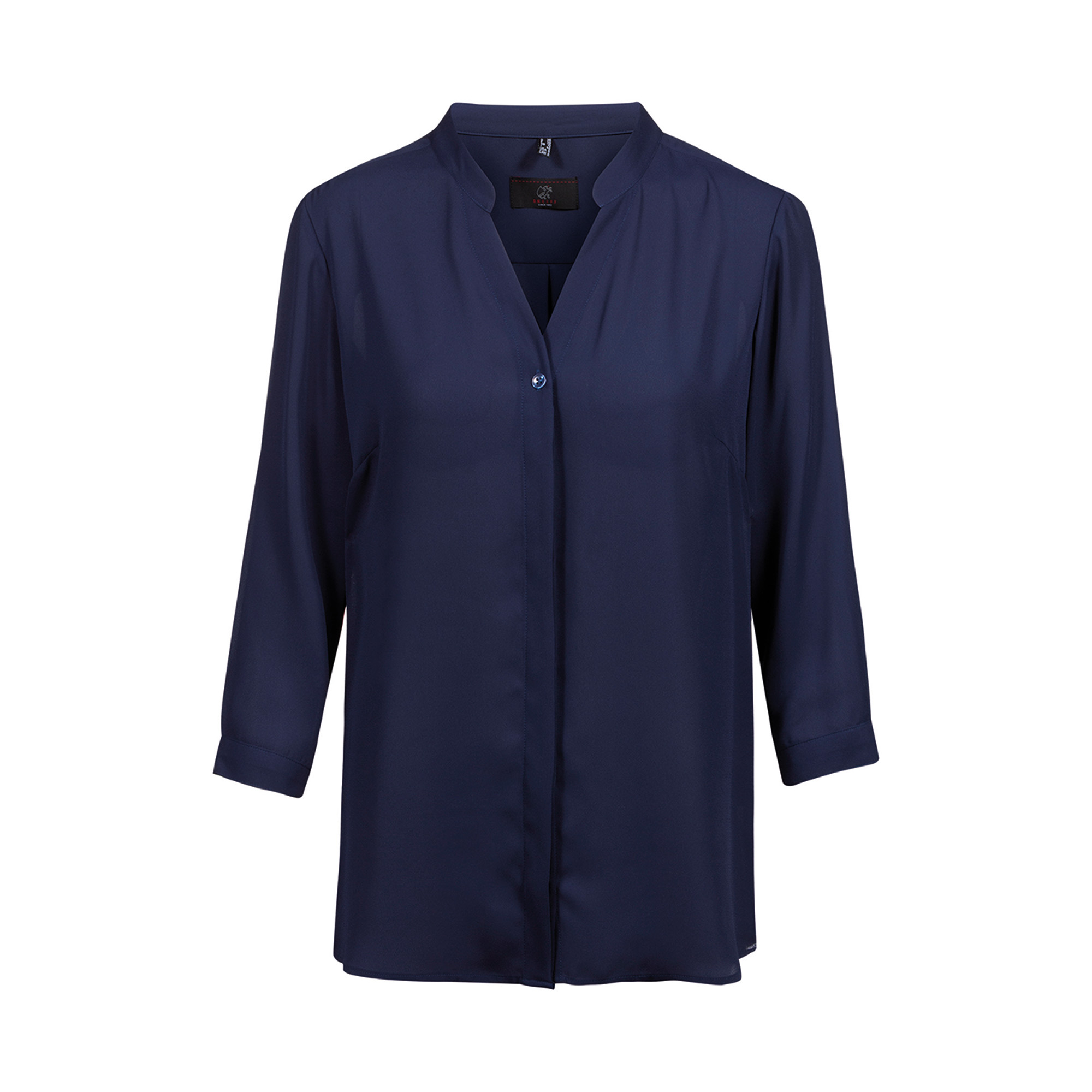 Chiffon-Bluse, 3/4 Arm, V-Ausschnitt, marine