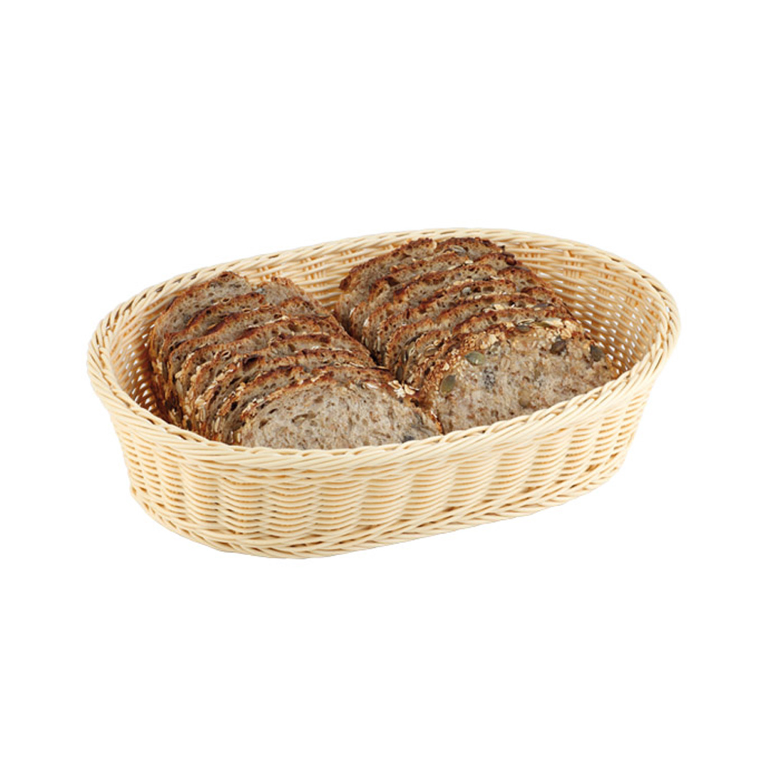 Tisch- und Buffetkorb, oval 28,5 x 17 cm, H: 8,5 cm Polypropylen, hellbeige
