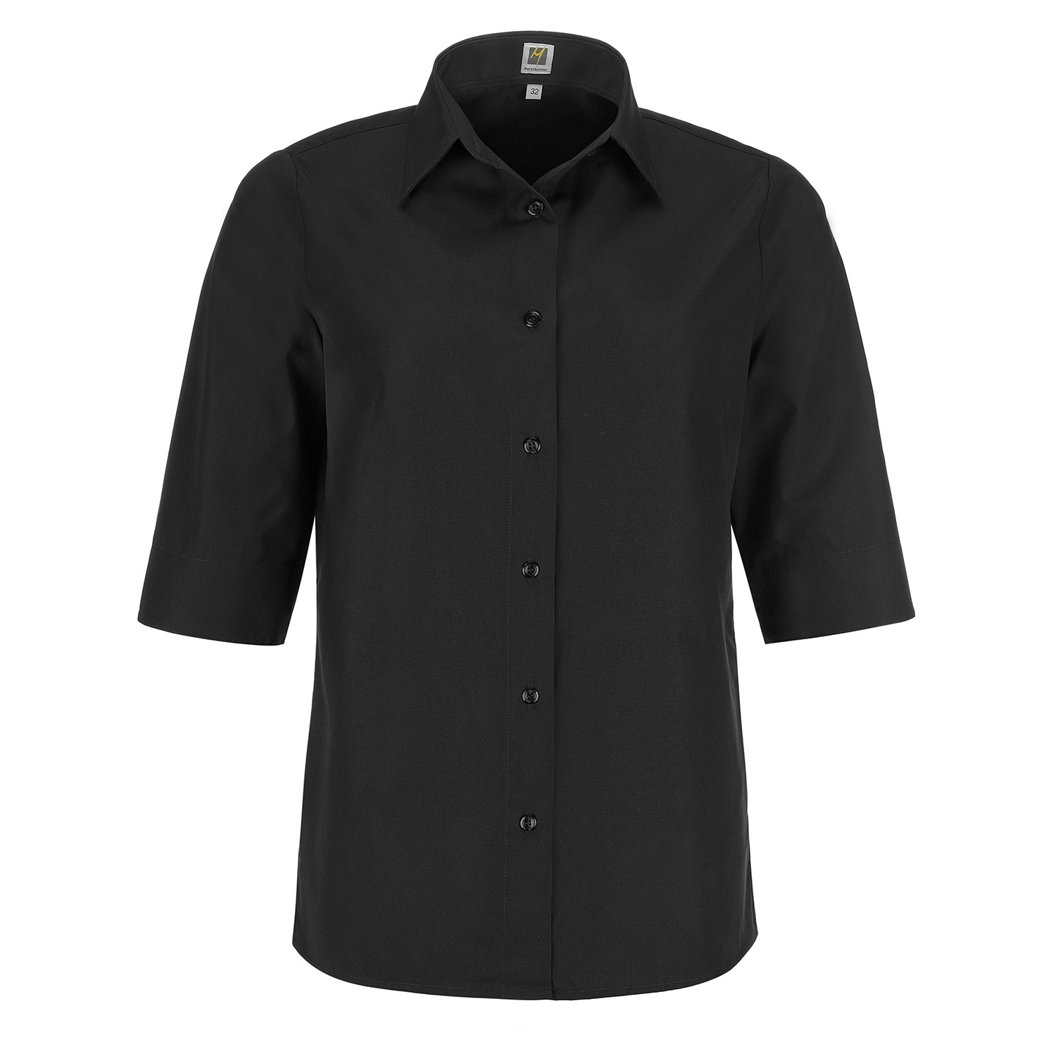 Damenbluse Laura, 3/4 Arm, schwarz, untailliert