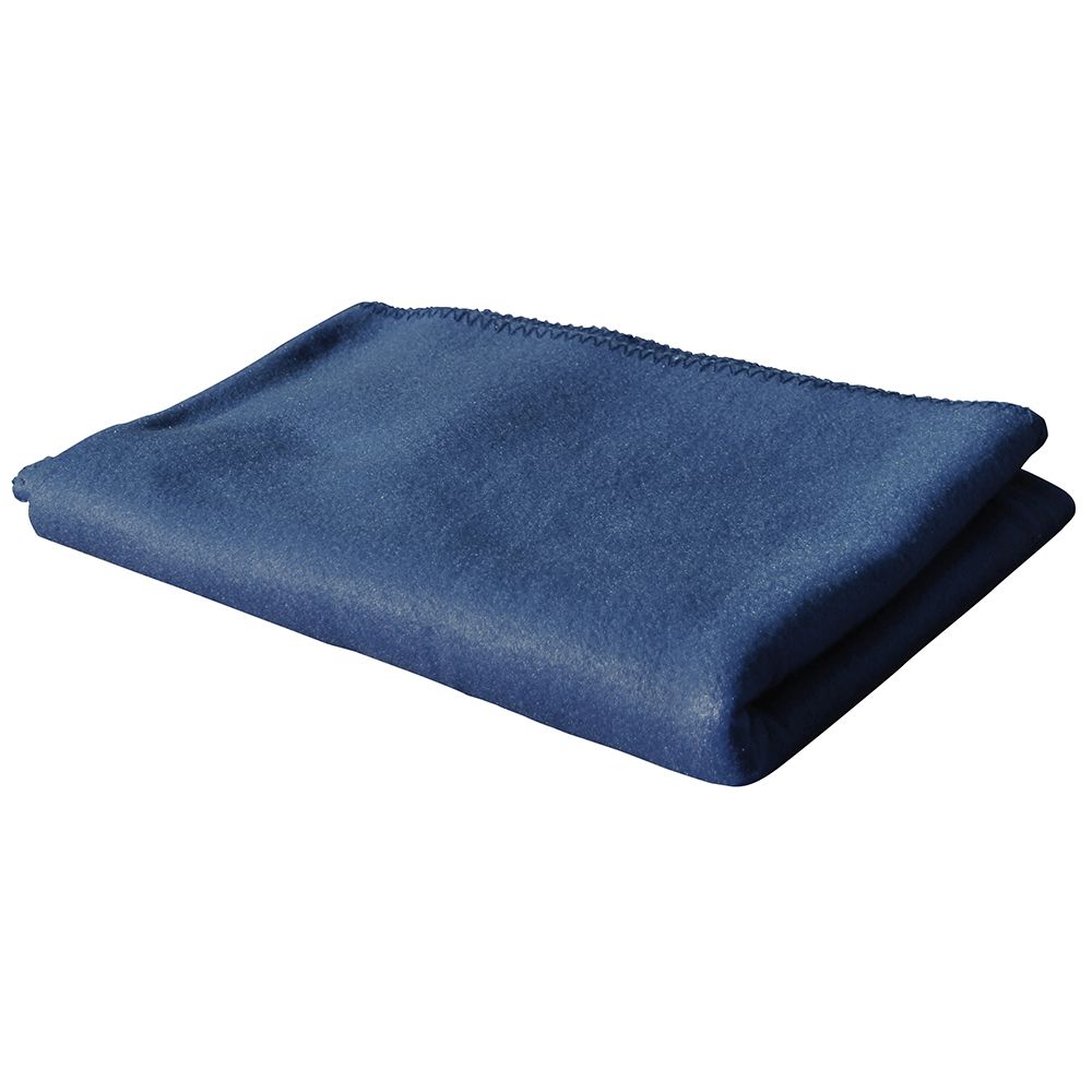 Fleece-Decke Uni, mit schmalem Zierstrichrand, 130 x 160 cm, navy
