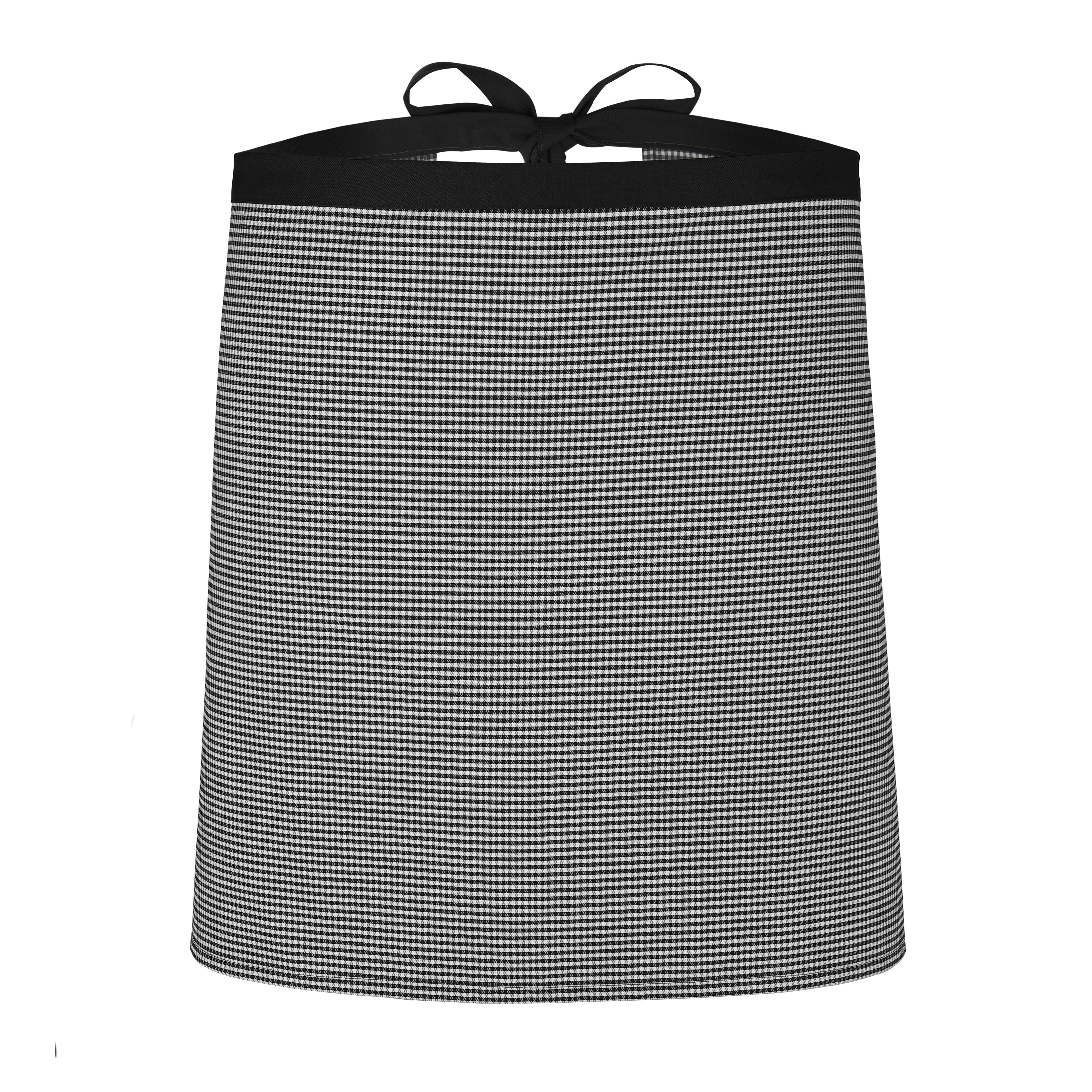 Vorbinder 90 x 50 cm, pepita schwarz/weiß mit Bund und Bindebändern in schwarz
