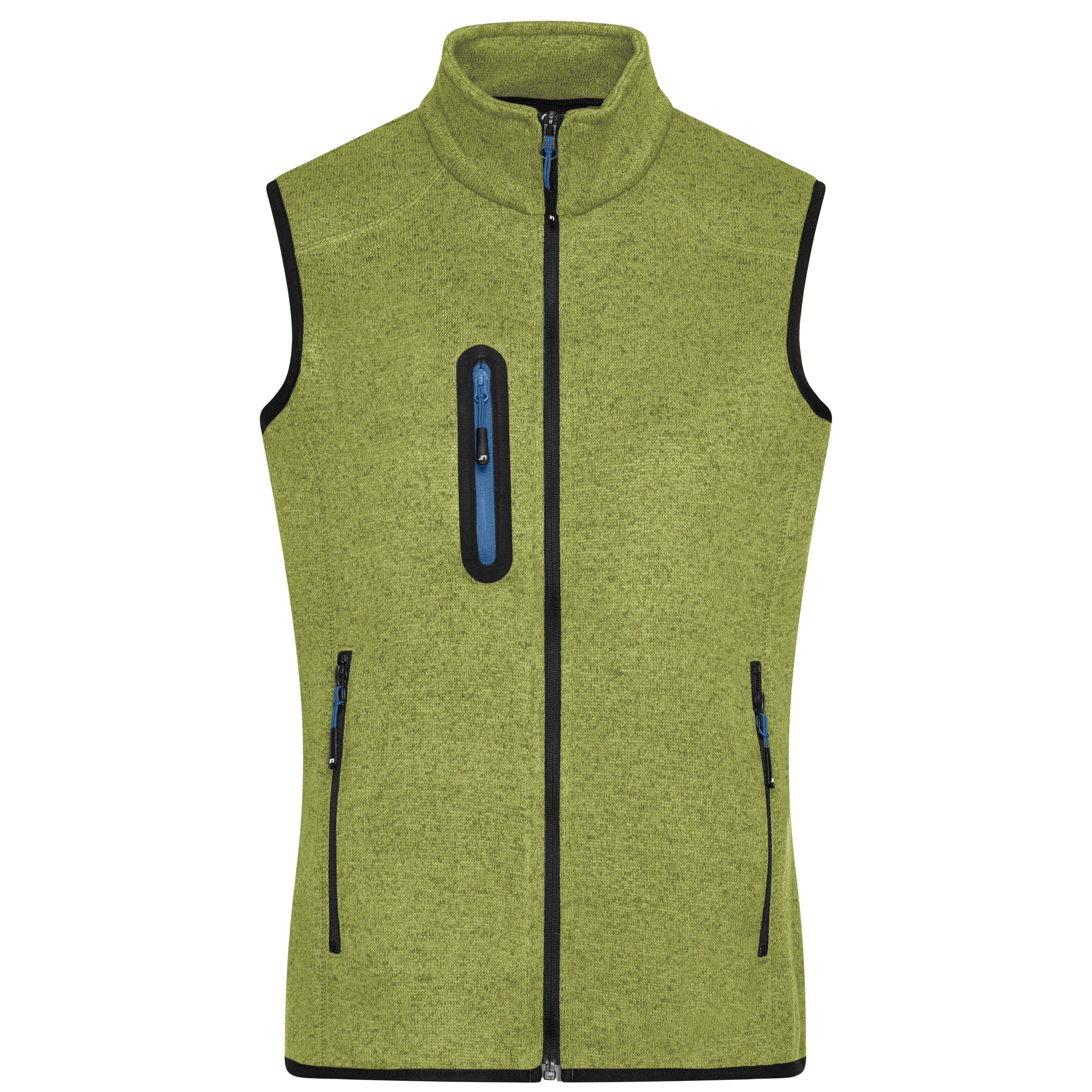 Herren-Strickfleece-Weste, kiwi-melange/blau