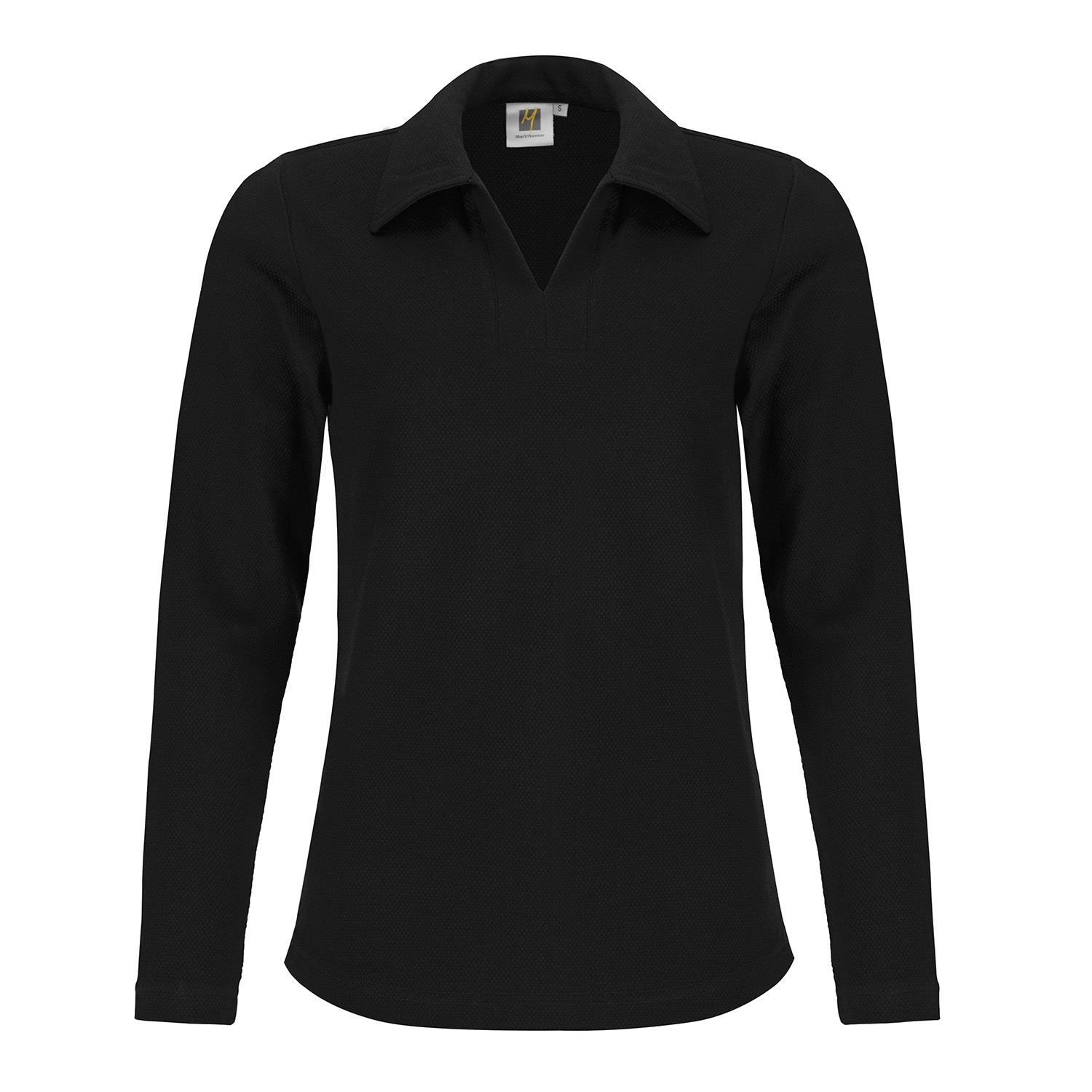 Poloshirt Waffelpique, 1/1 Arm, schwarz