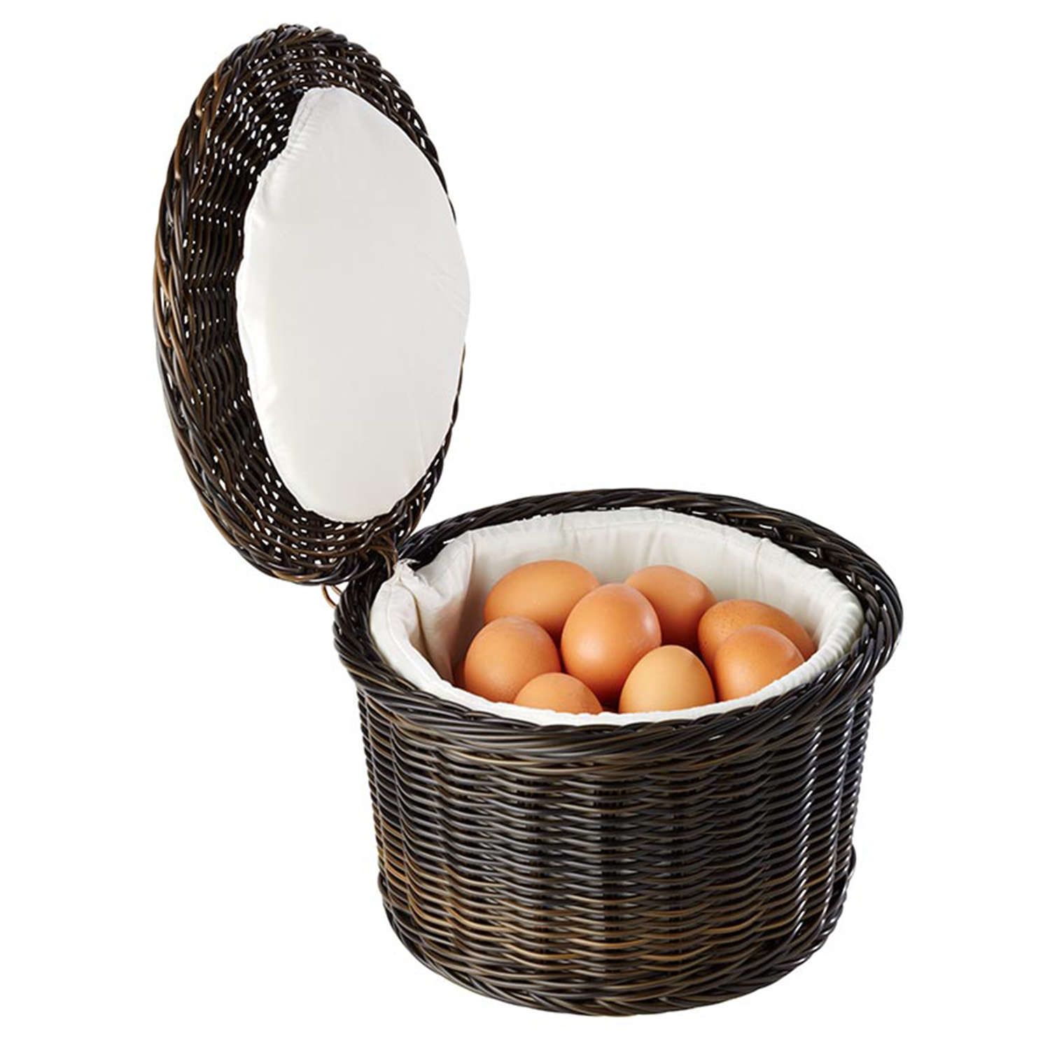 Eierkorb Ø 26 cm, H: 17 cm Polypropylen, schwarz / braun mit Edelstahldraht im Rand