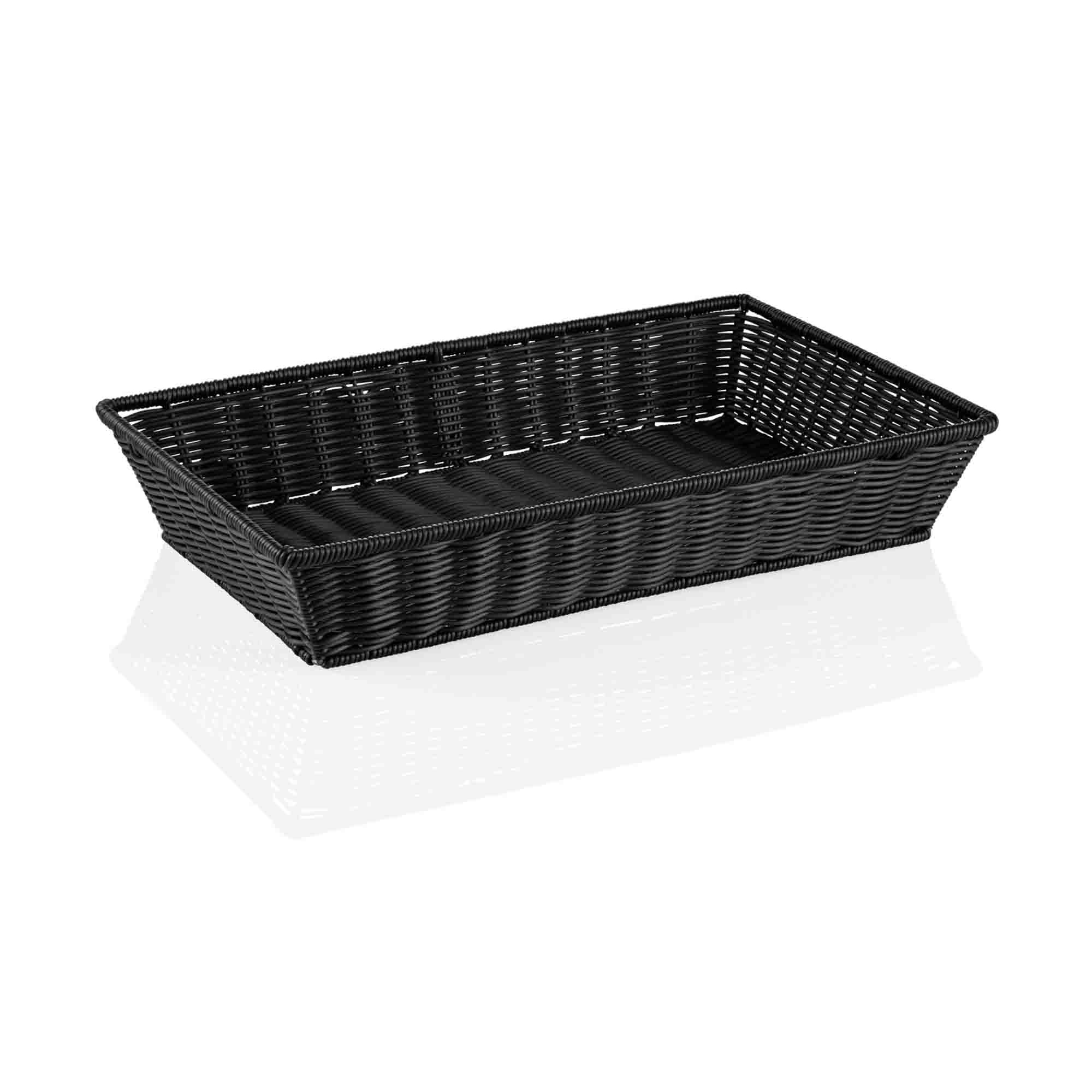 Systemkorb 53 x 32,5 x 10 cm, schwarz mit Drahtverstärkung im oberen Rand