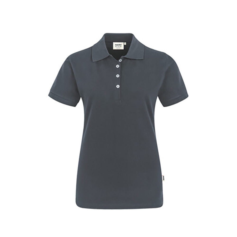 Damen-Poloshirt Stretch mit kontrastfarbenen Knöpfen, anthrazit