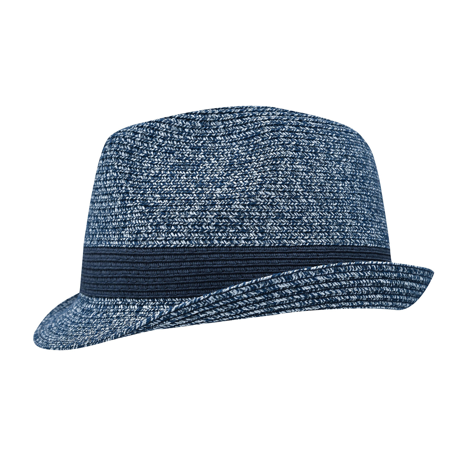 *gesperrt* Melange-Hut, Flechtoptik, unifarbene Hutband-Optik, navy-melange