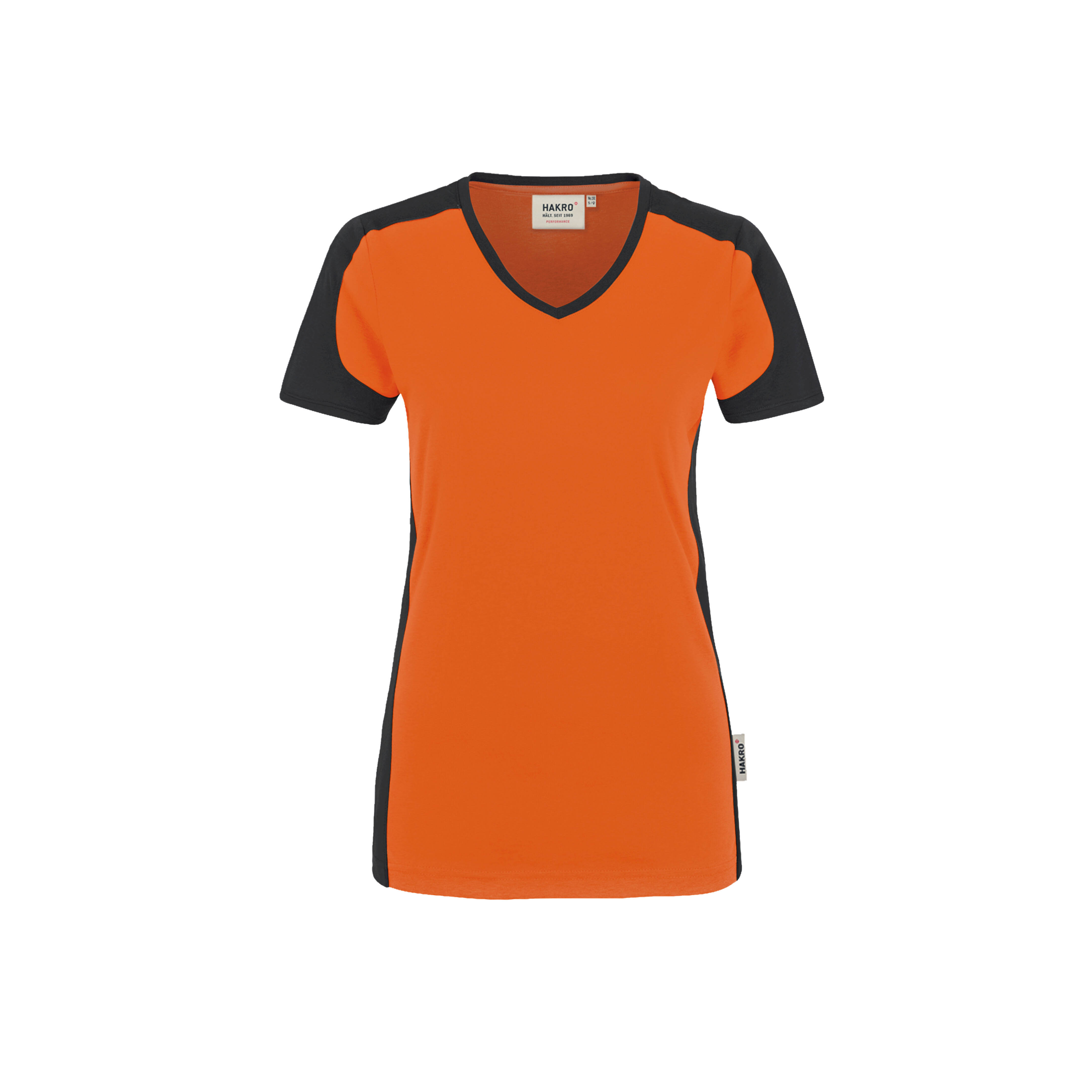 *Auslauf 2026*Woman-V-Shirt Contrast, orange/anthrazit
