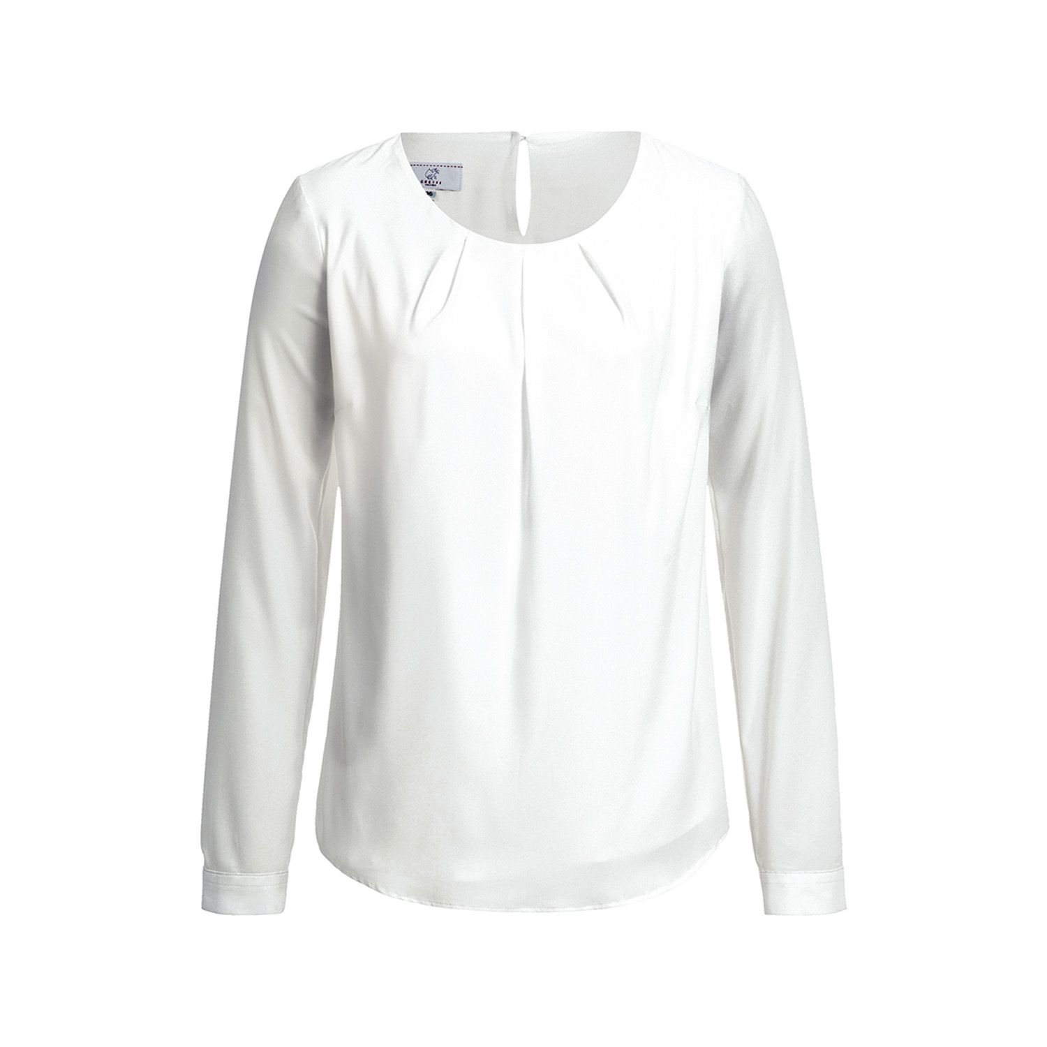 Chiffon-Bluse, Langarm, Rundhalsauschnitt , offwhite