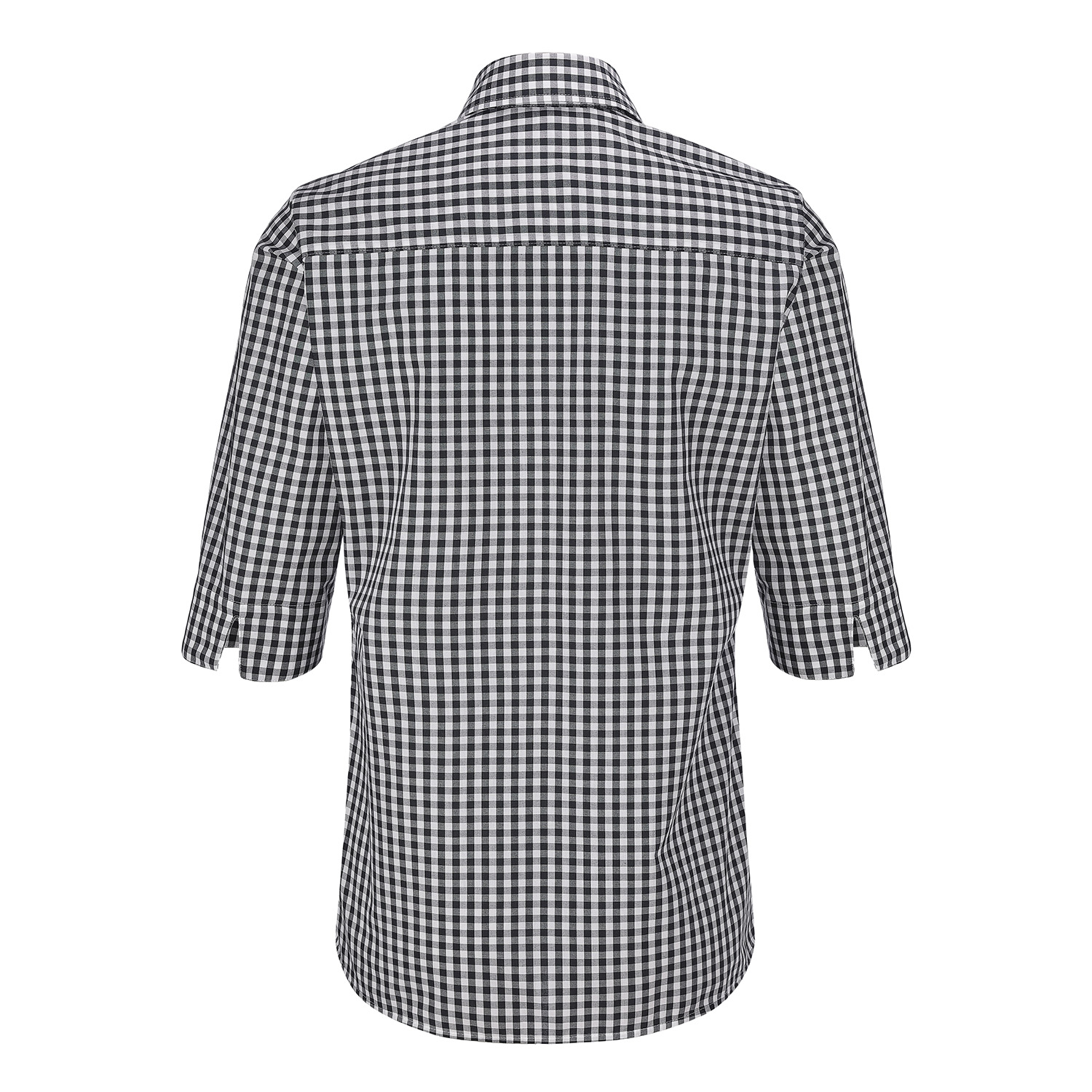 Damenbluse Laura 3/4 Arm, untailliert, schwarz/weiß kariert